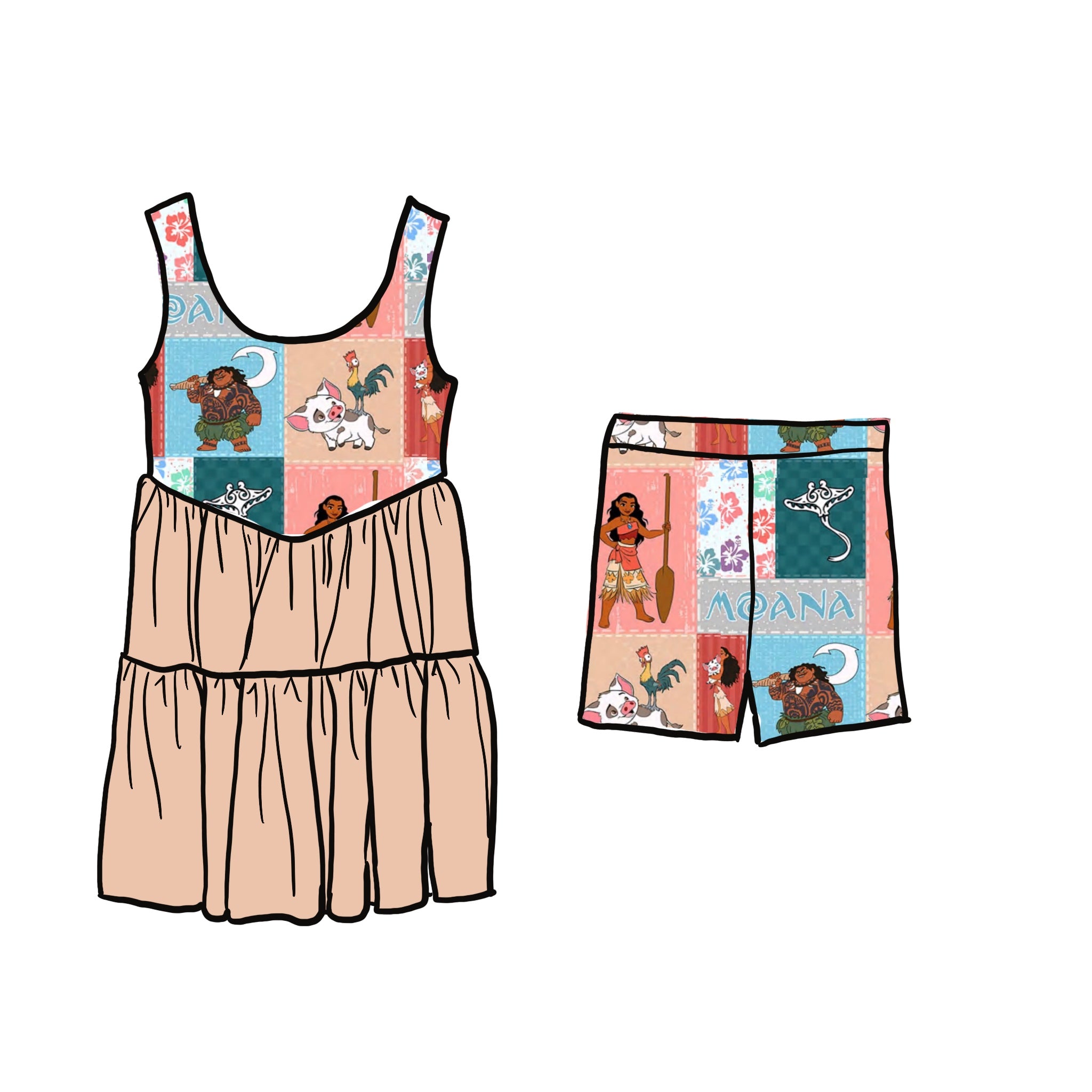 Moana Patch Athletic Twirl Dress