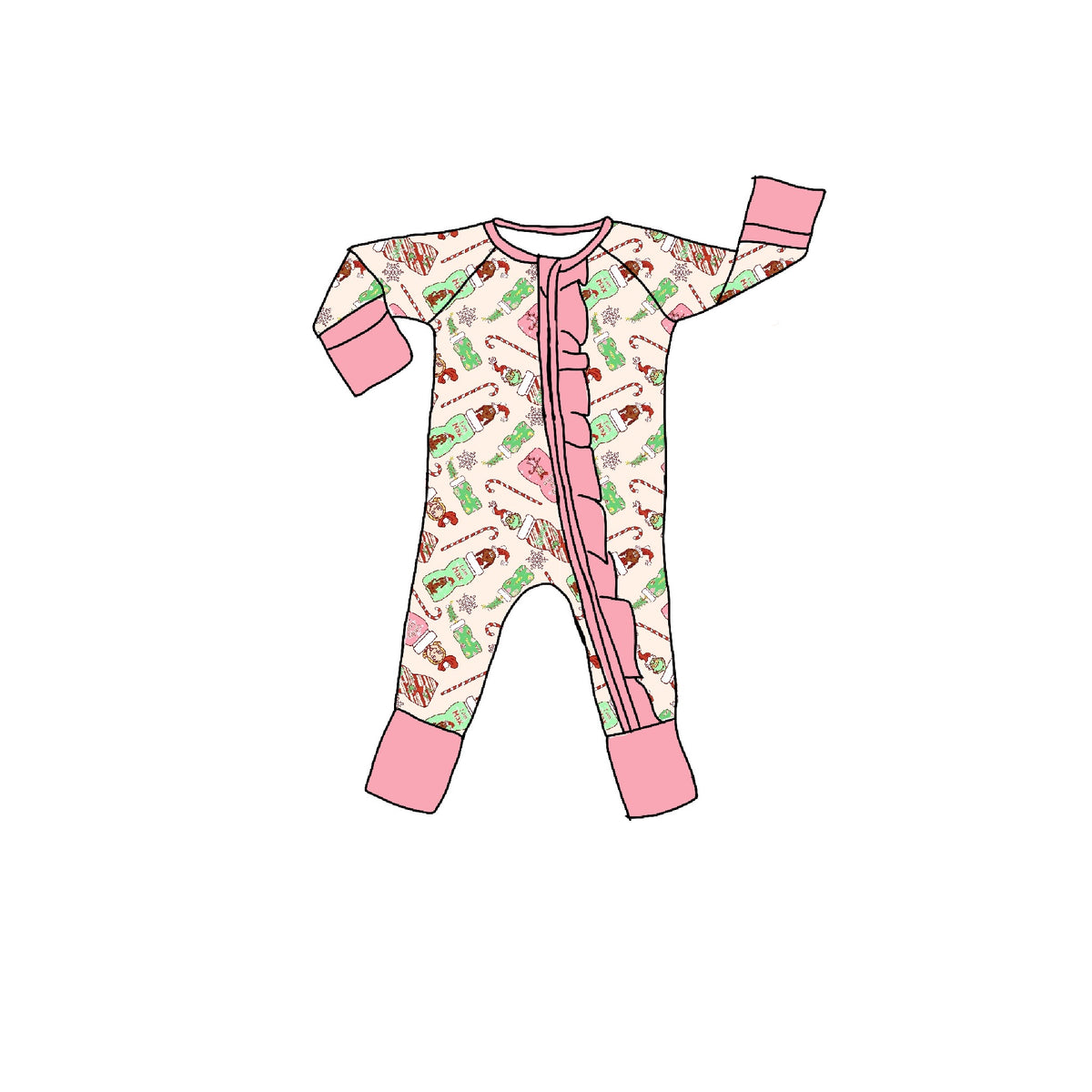Cindy Lou Juice Bamboo Ruffle Zippie Romper