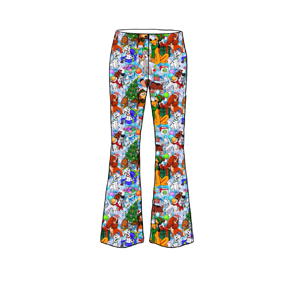 Santa’s Paws Adult bamboo Flare Pants and Shirt Set