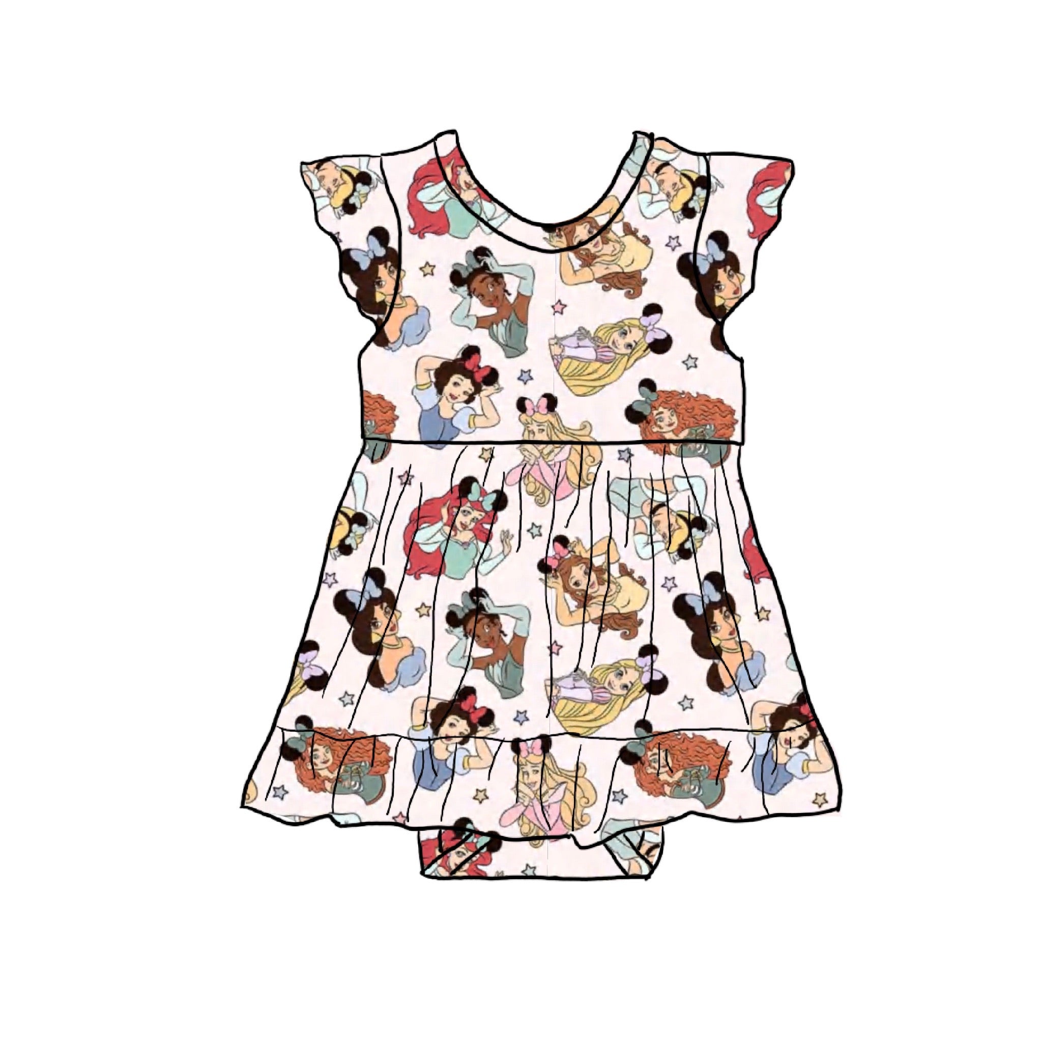 Minnie’s Princesses Bamboo Viscose Baby Skirted Bodysuit