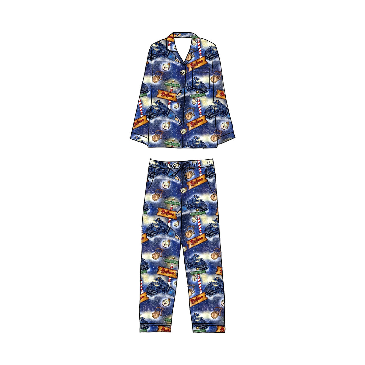 Polar Express  2-piece button down set