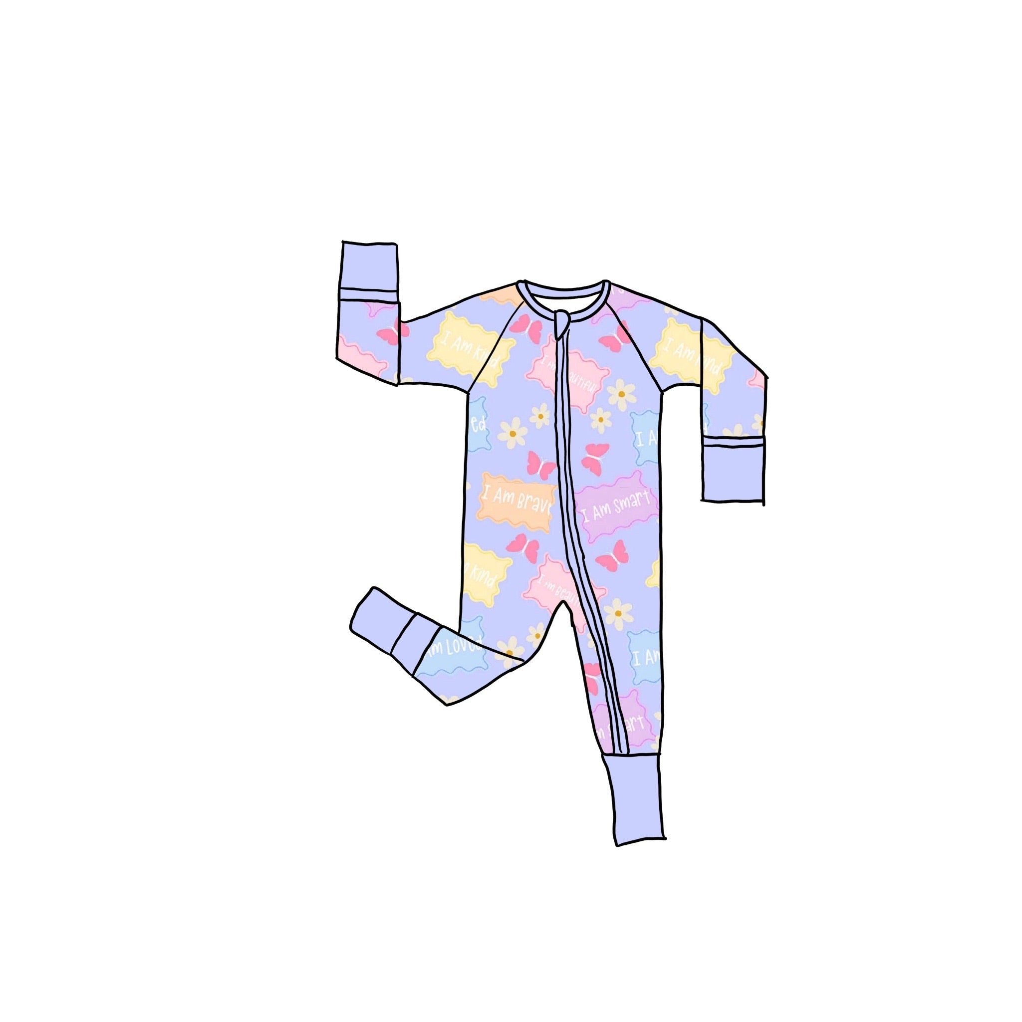 Smart Butterfly Bamboo Zippie Romper
