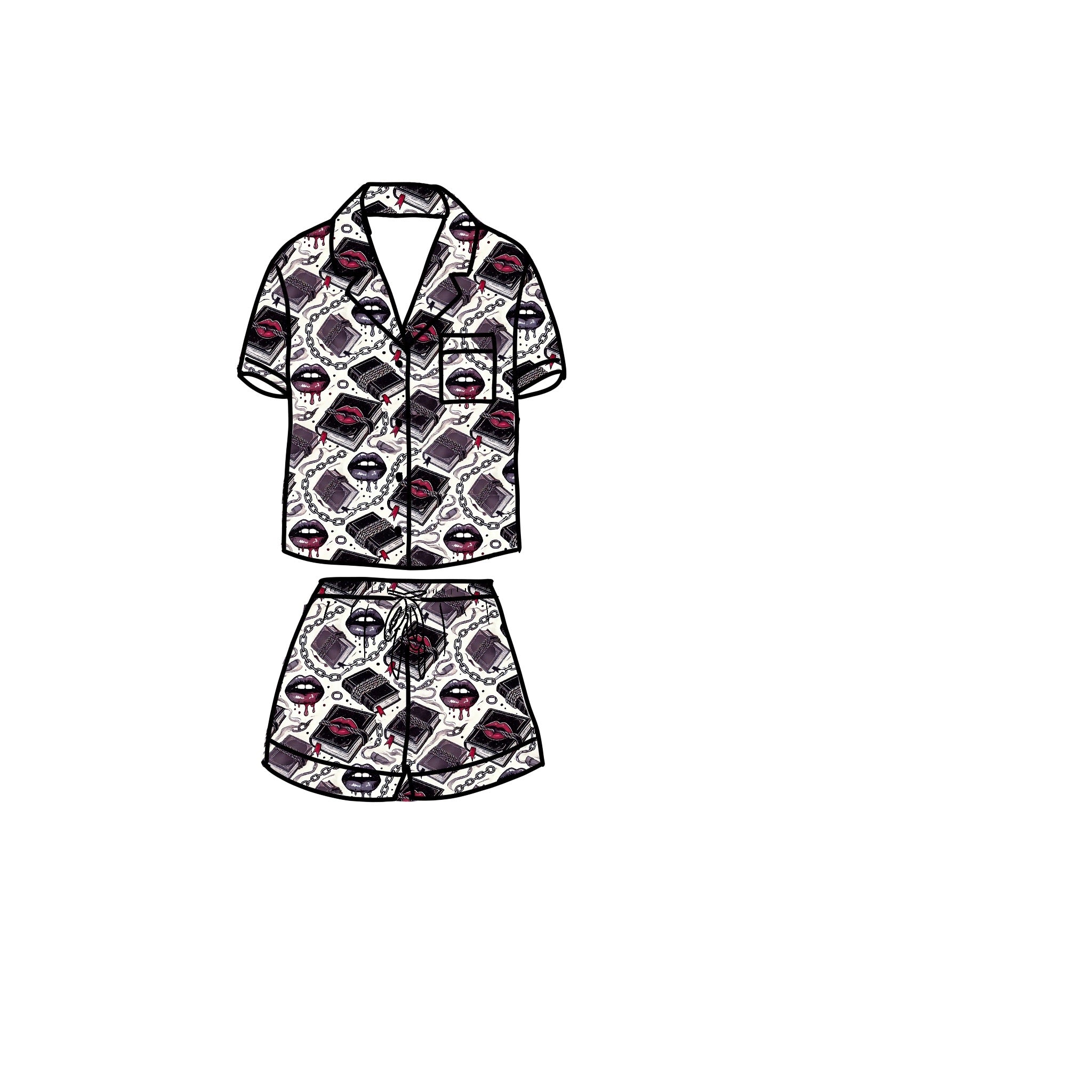 Sinner’s Read Women’s Button Down and Short set