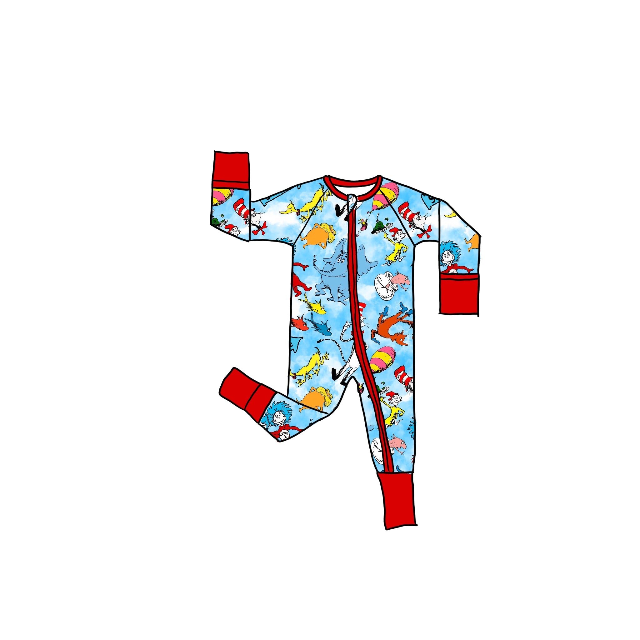 Seuss Landing Bamboo Zippie Romper