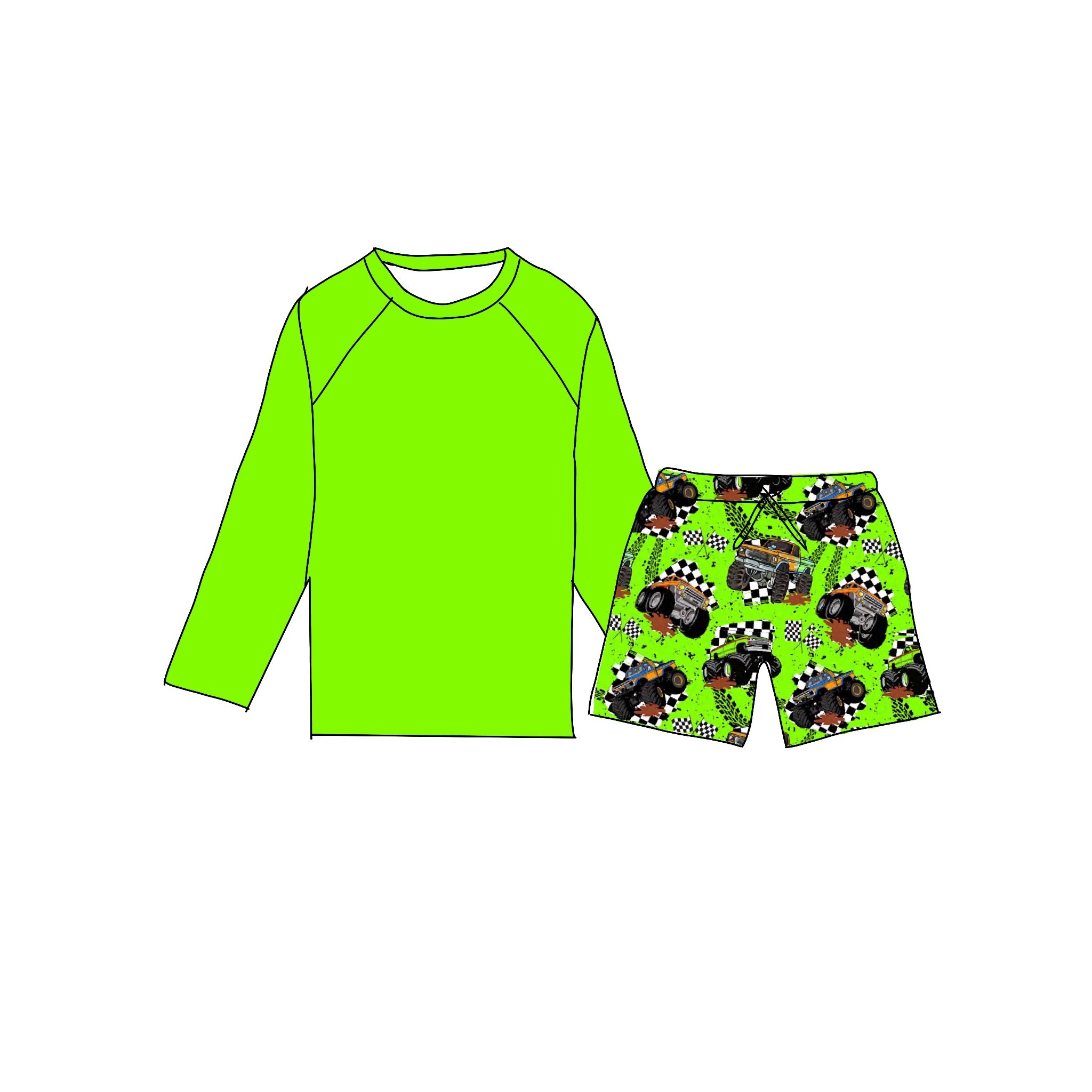 Mud and Gears Boys Swim Trunks and Rash Guard