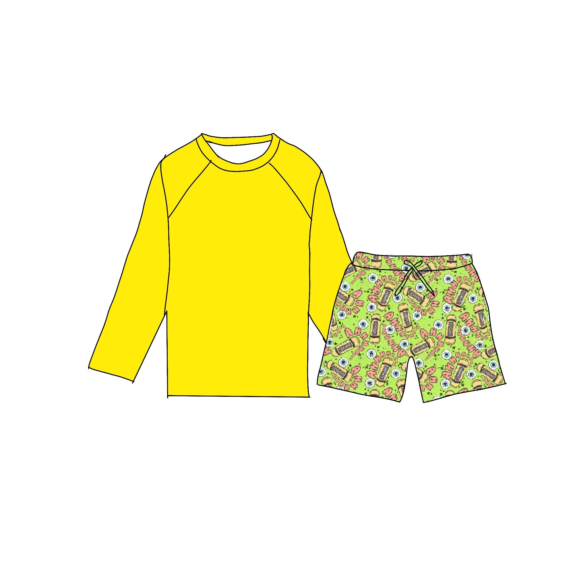 Scream Can Boys Swim Trunks and Rash Guard