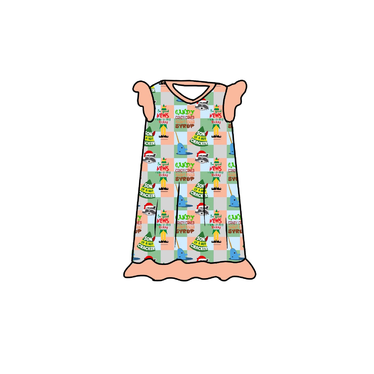 SANTA'S COMING Flutter Sleeve Nightgown