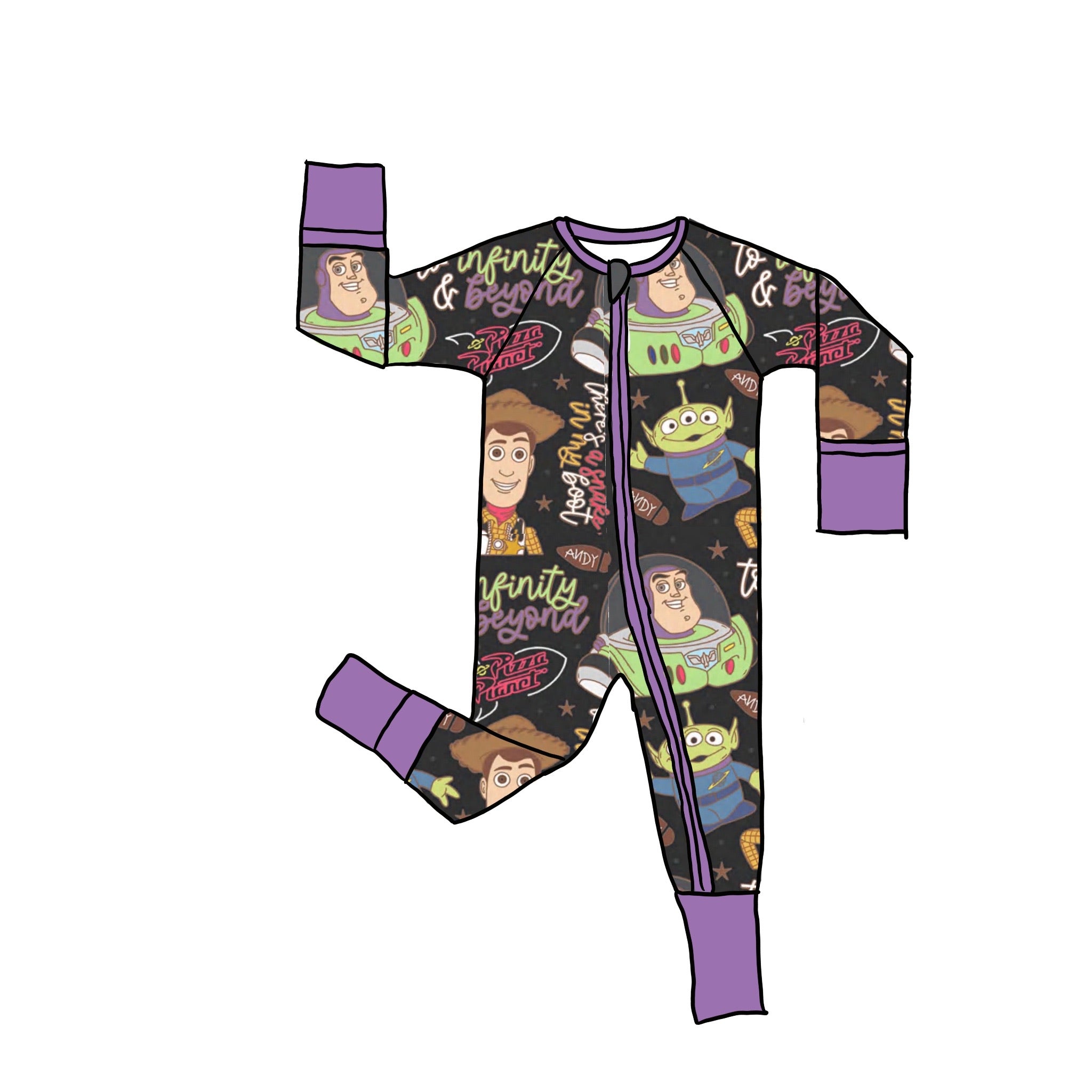 Infinity and Beyond Bamboo Zippie Romper