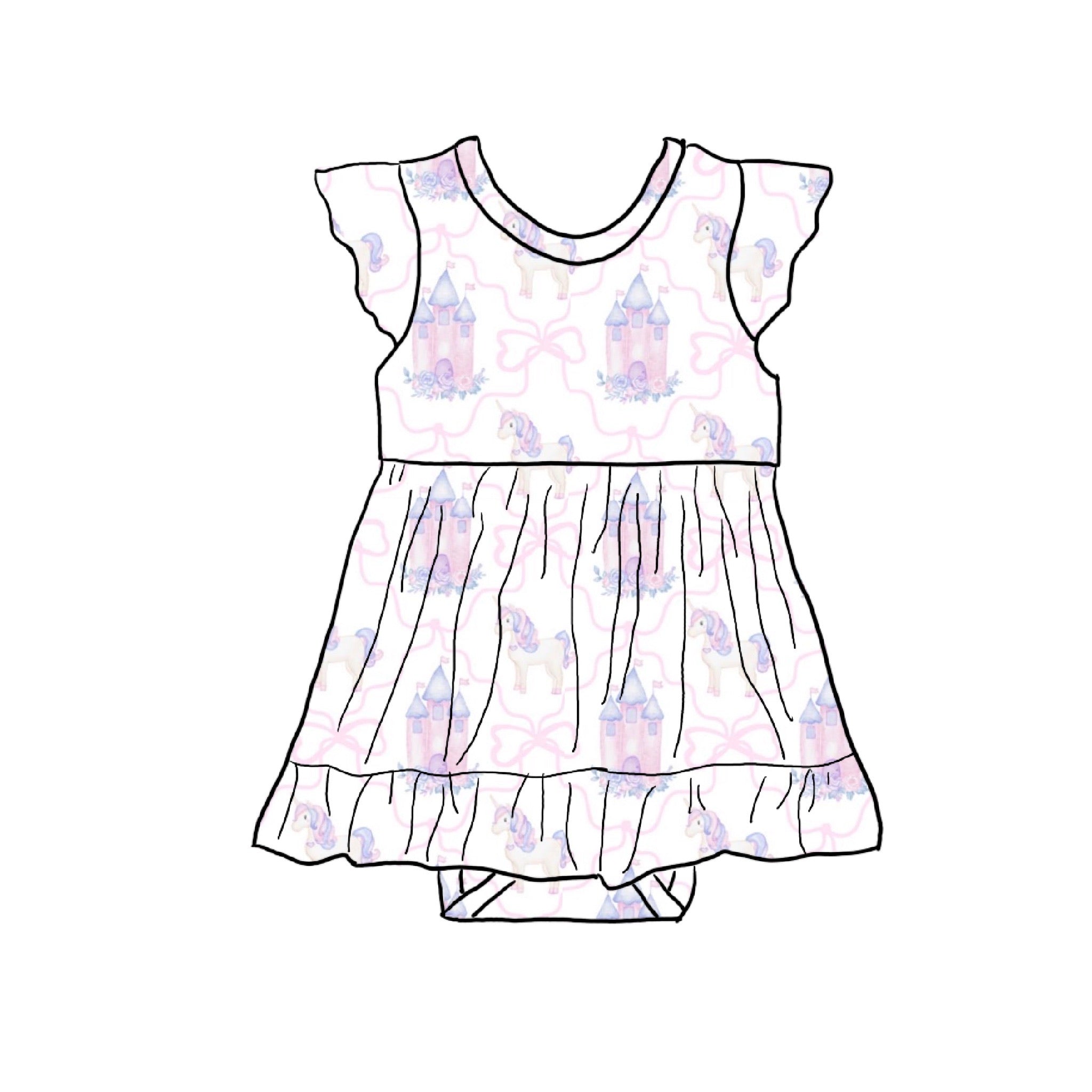 Unicorn Dreams Bamboo Viscose Baby Skirted Bodysuit