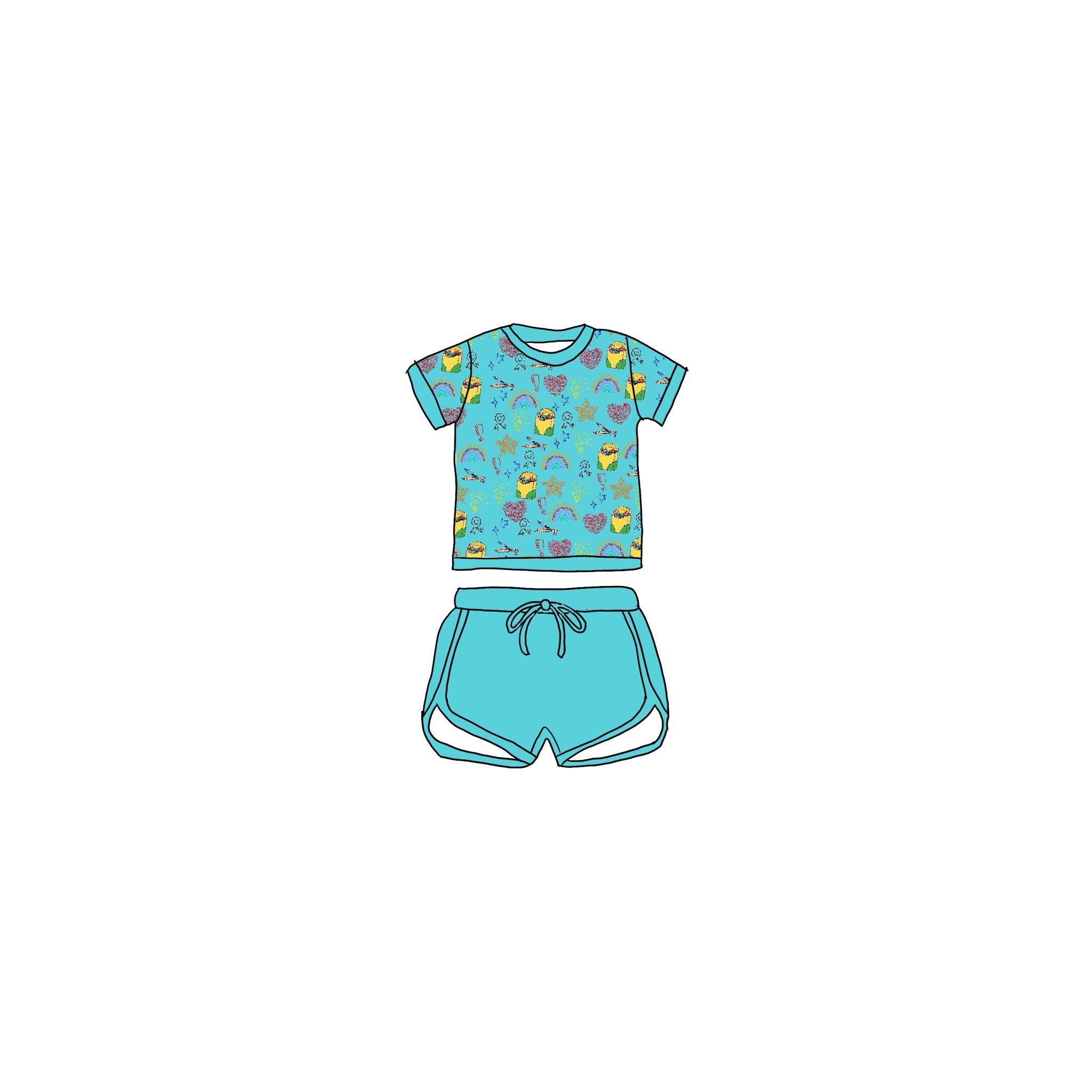 Scribble & Sketch Drawstring Short Set