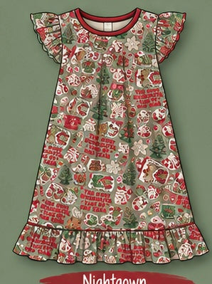 Peppermint Cocoa Flutter Sleeve Nightgown