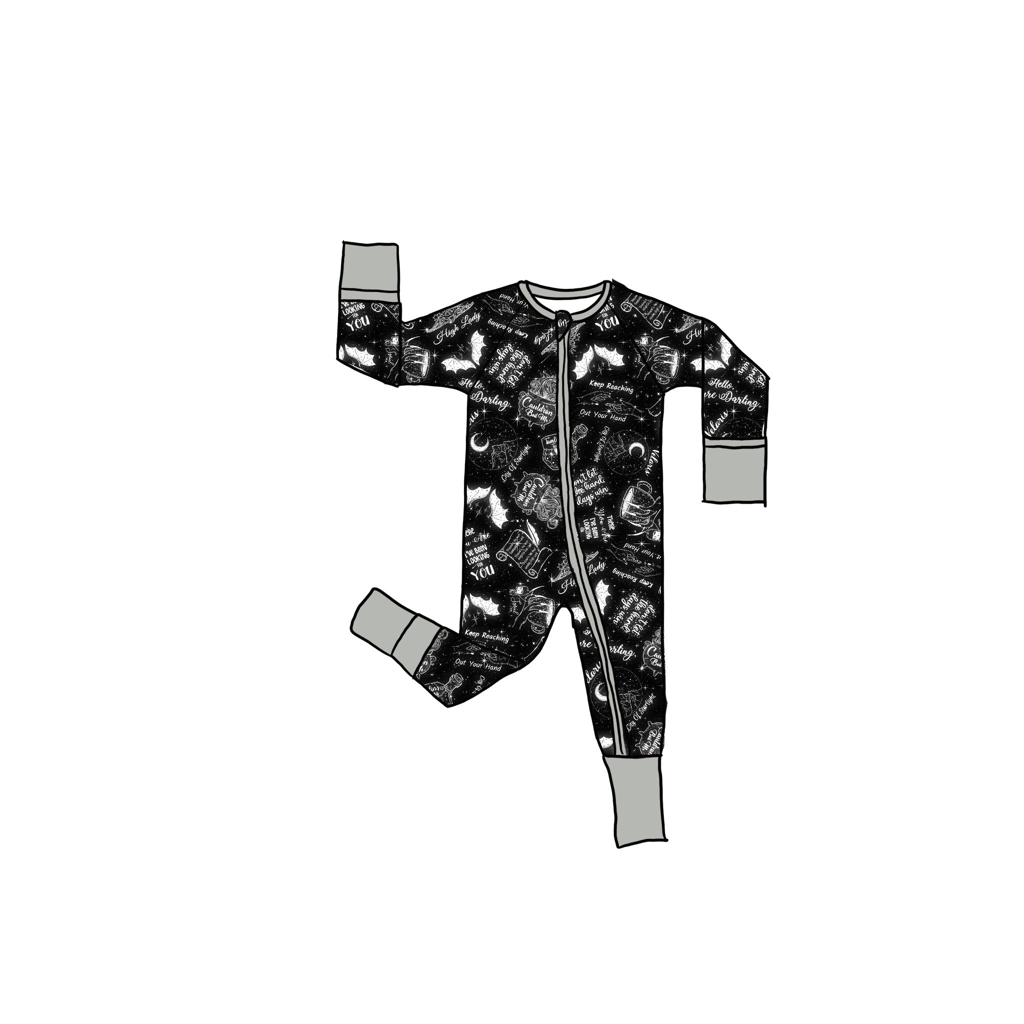 Bat Boys Bamboo Zippie Romper