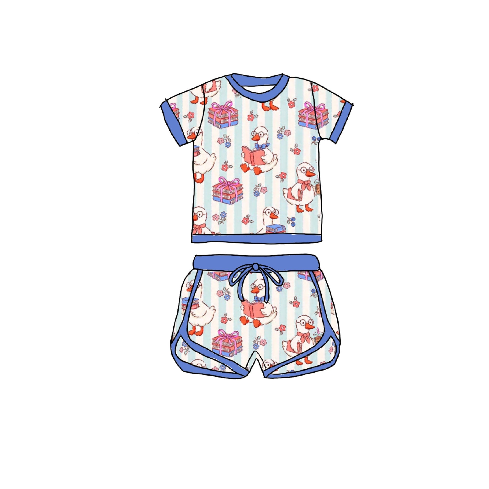 Reading Goose Bamboo Drawstring Short Set