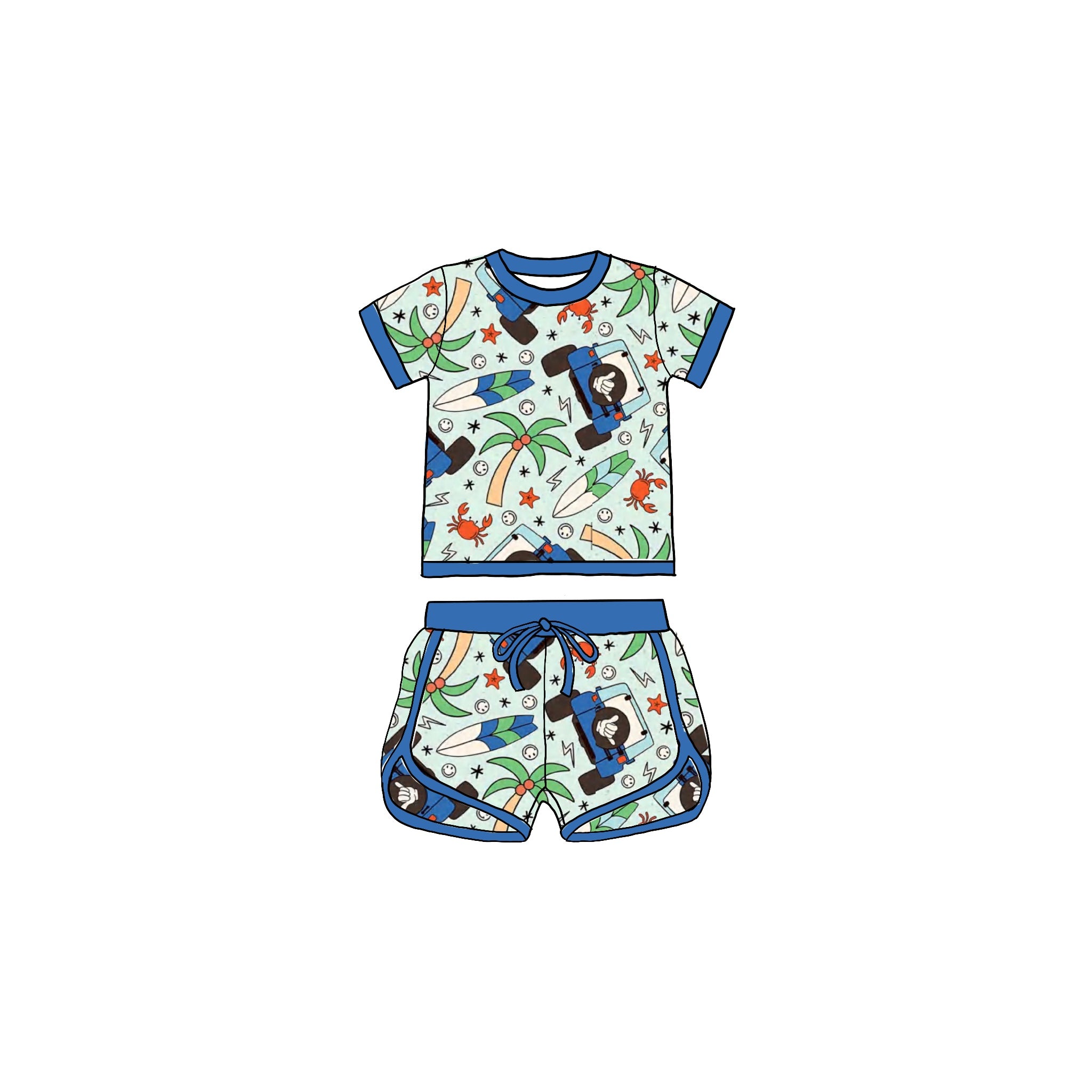 Surfer Dude Bamboo Drawstring Short Set