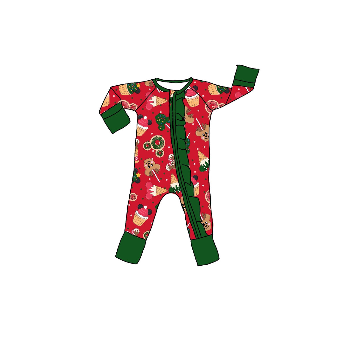 Holiday Magic Bamboo Ruffle Zippie Romper