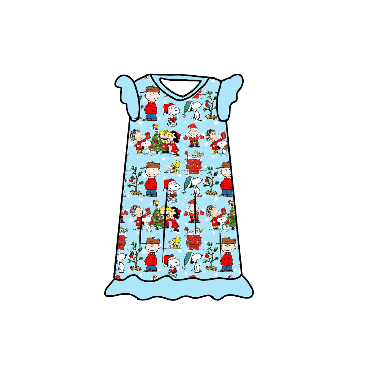 CB Christmas Tree Flutter Sleeve Nightgown