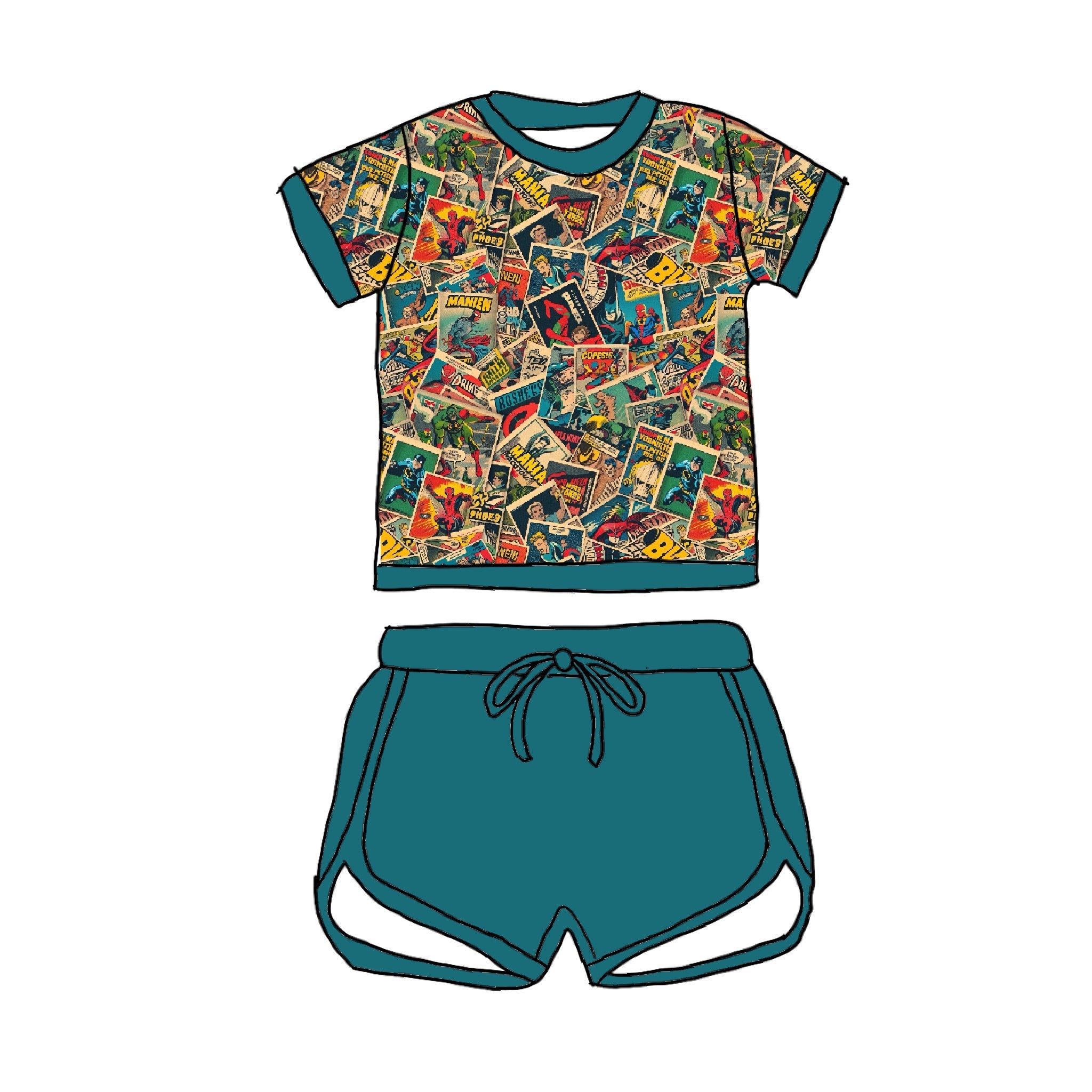 Little Hero Bamboo Drawstring Short Set
