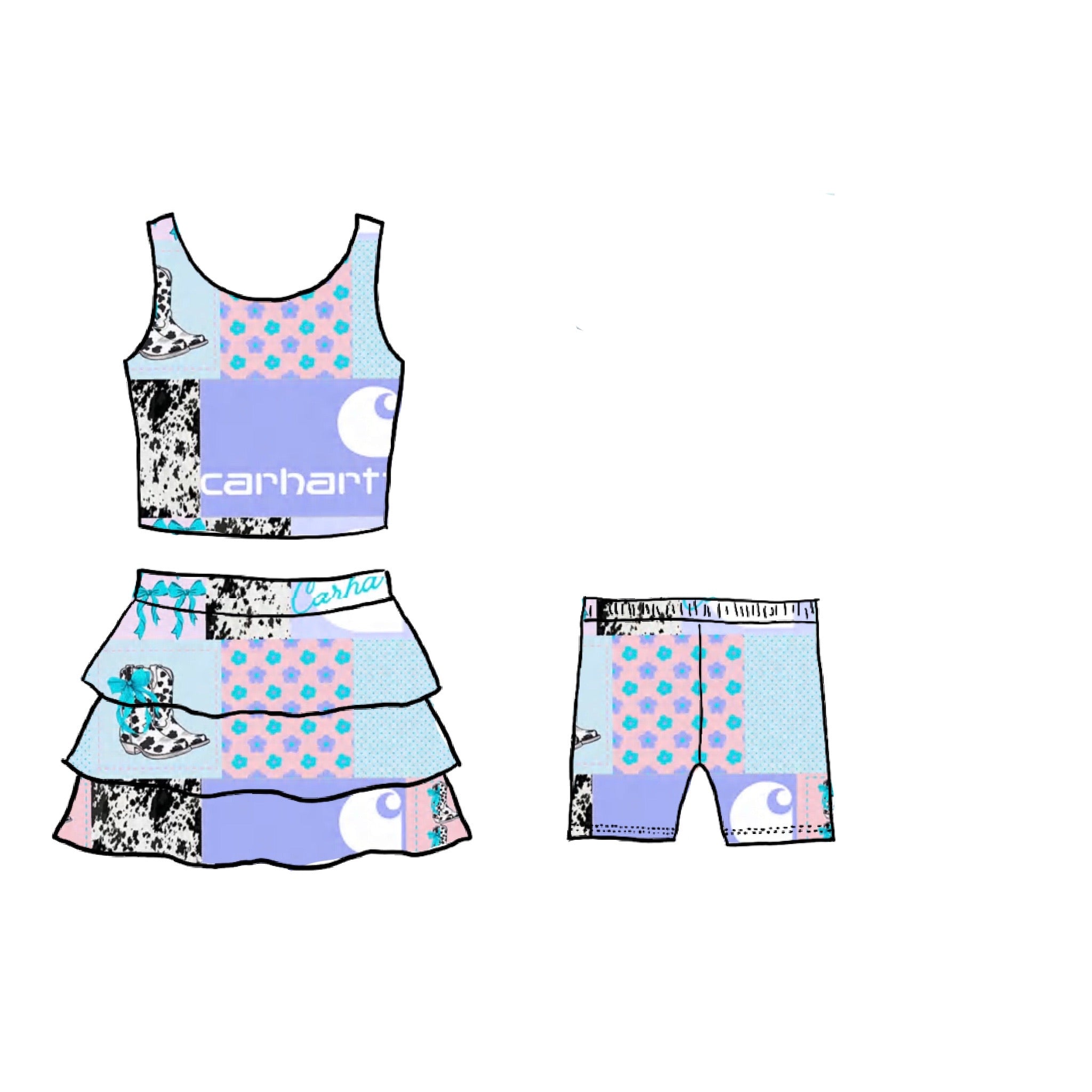 Pastel Cowgirl Athletic Skirt Set