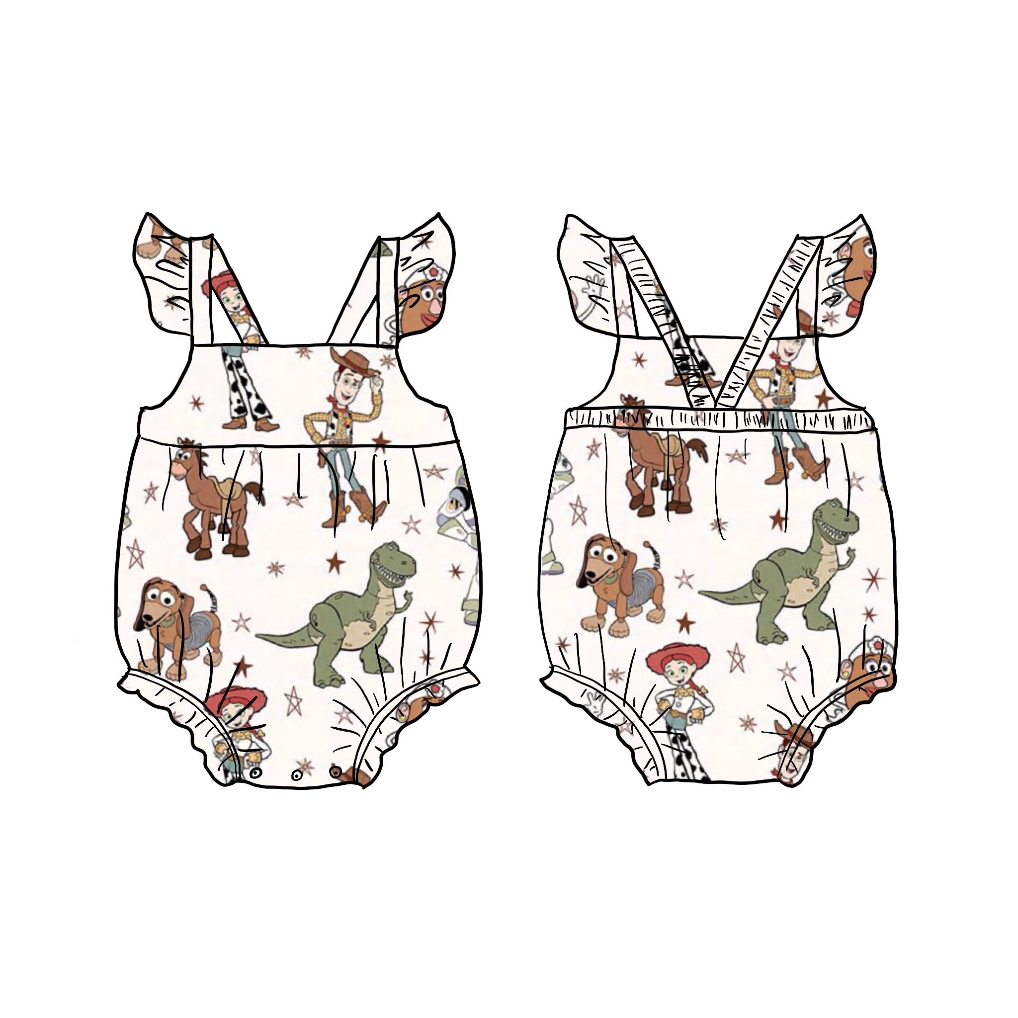 Rodeo Roundup Bamboo Ruffle bubble romper