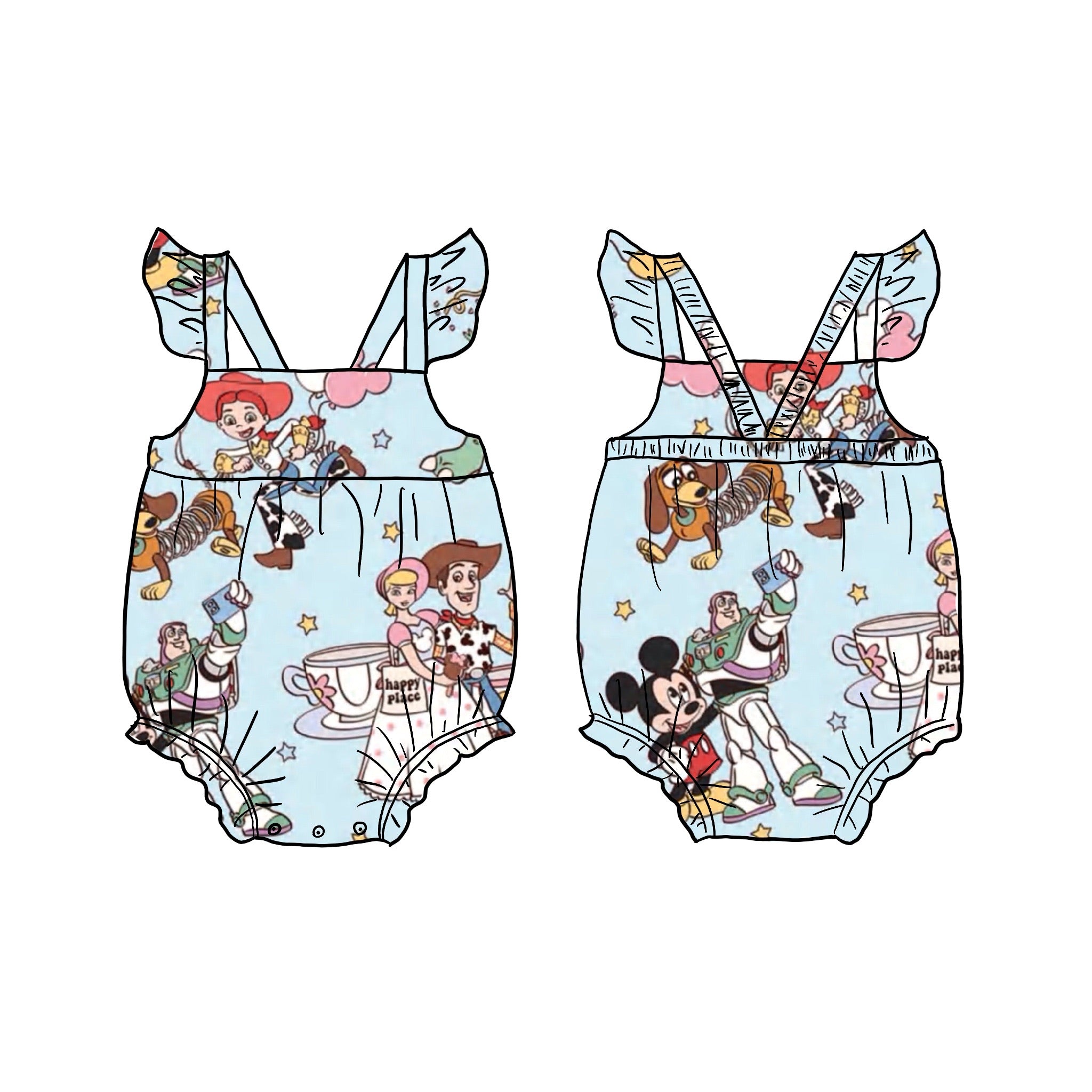 Magical Friends Bamboo Ruffle bubble romper
