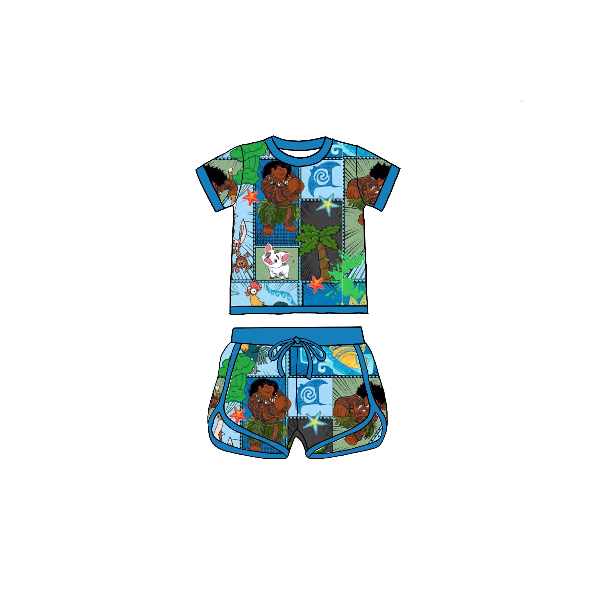 Maui Patch Bamboo Drawstring Short Set