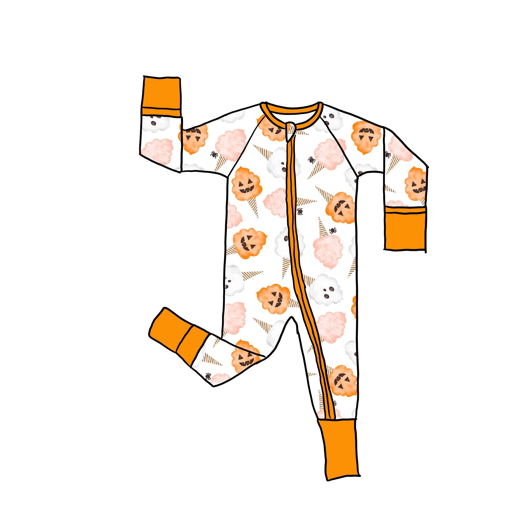 Cotton Scary Zippie Romper