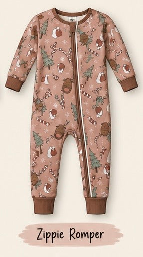 Reindeer Games Bamboo Zippie Romper