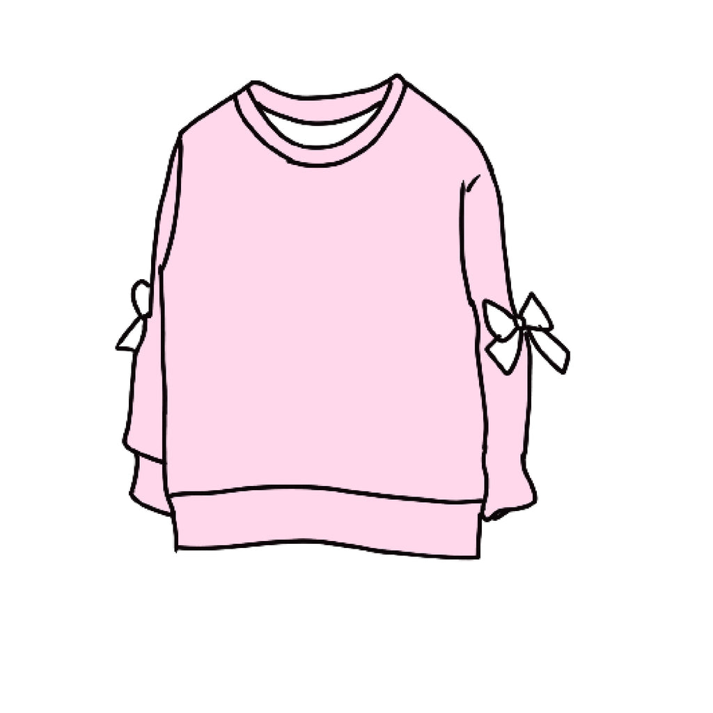 Bow  Sleeve  Crewneck Sweatshirt