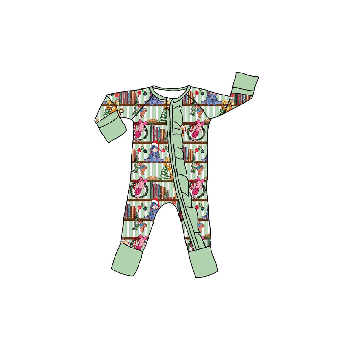 Bear-y Christmas Bamboo Ruffle Zippie Romper