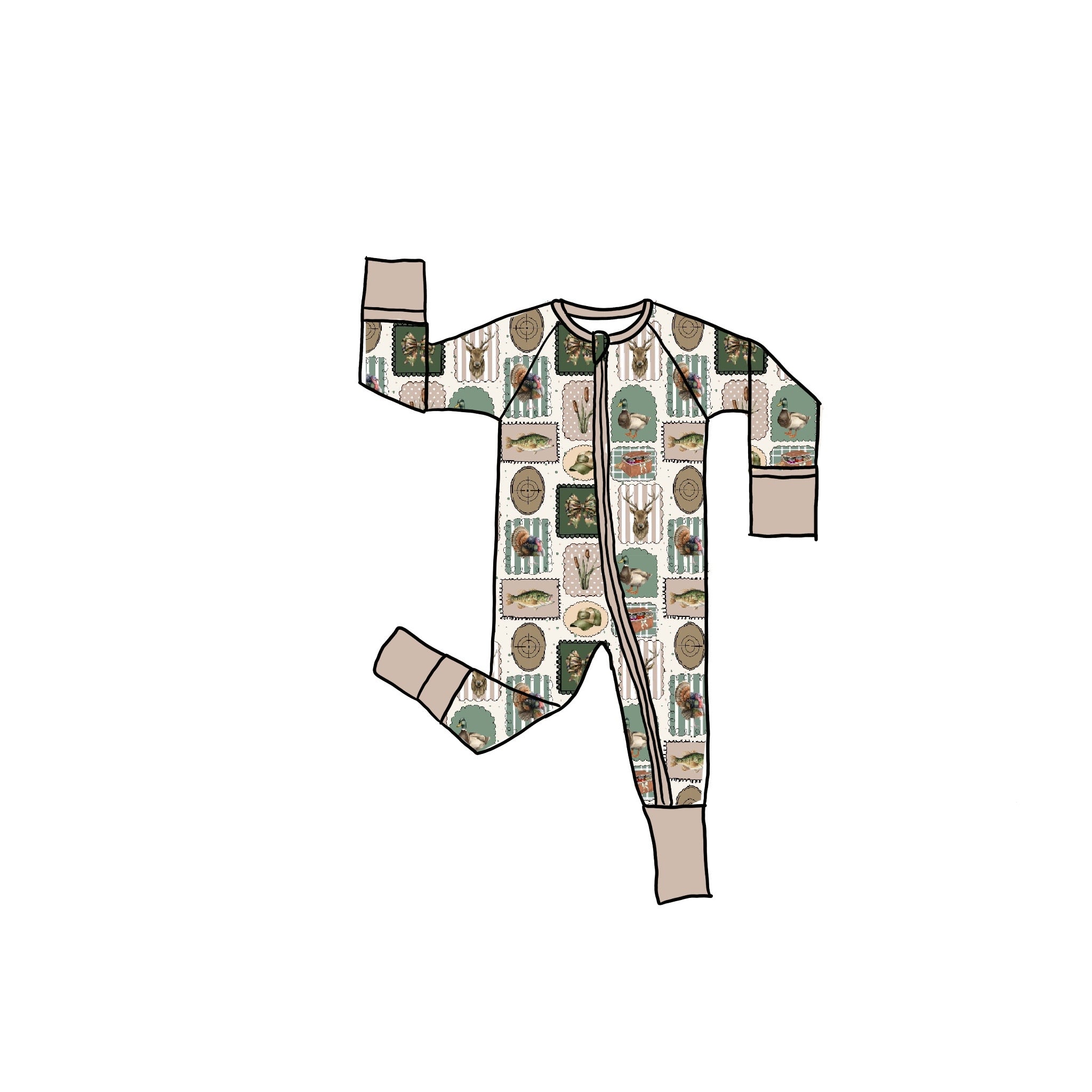 Prairie Stamps Bamboo Zippie Romper