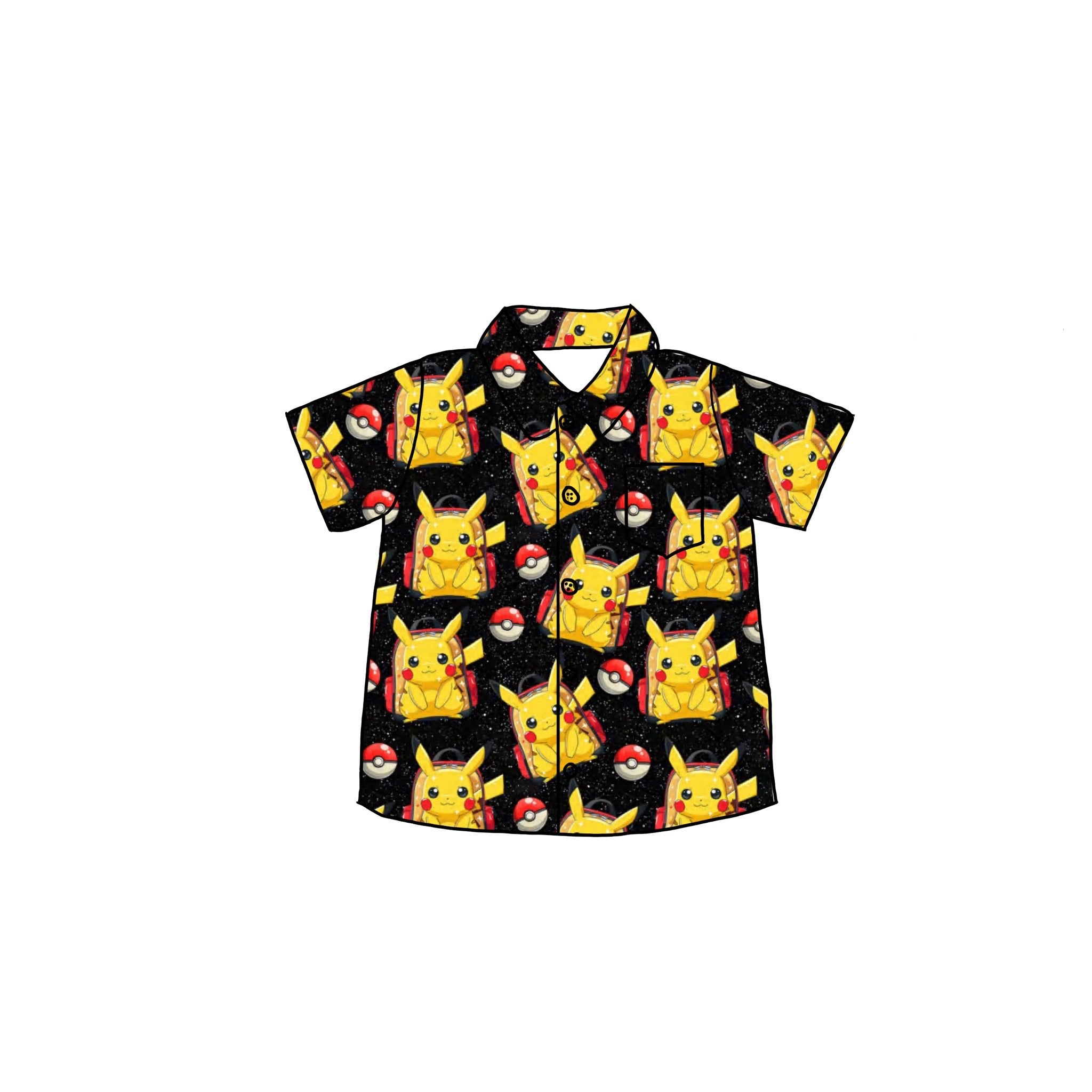 Pikachu at School Button Down