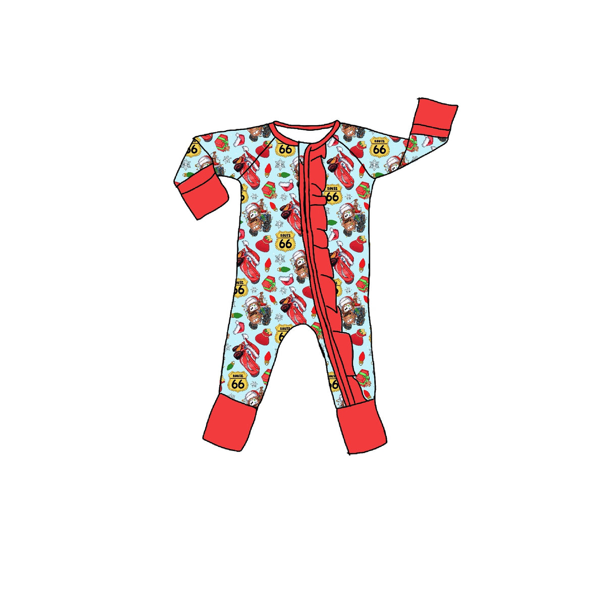 A Mater Xmas Bamboo Ruffle Zippie Romper