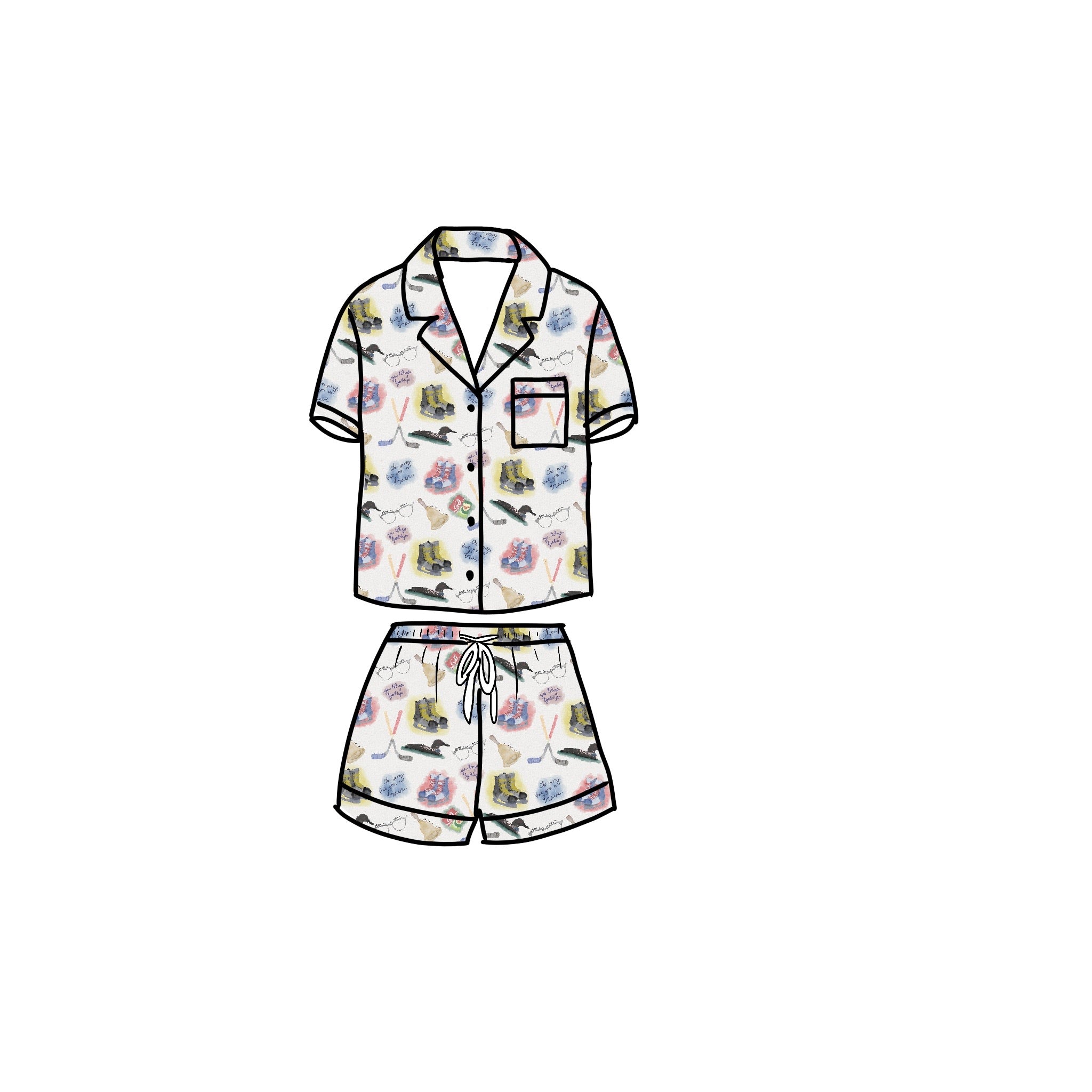Loon Call Women’s Button Down and Short set