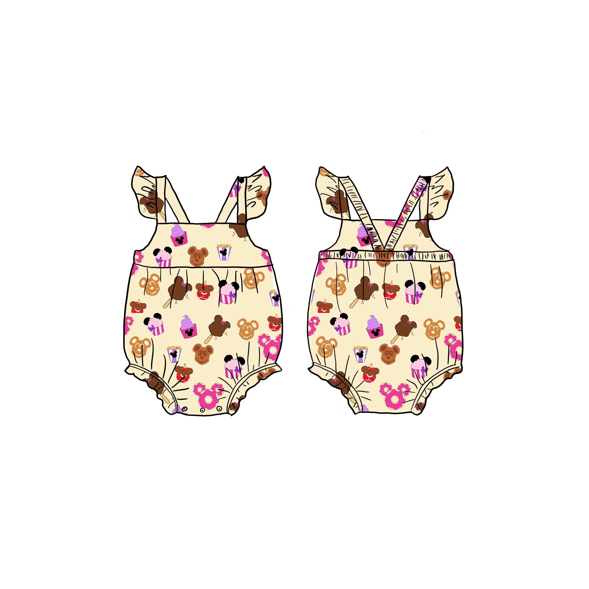 Snackin Bamboo Ruffle bubble romper