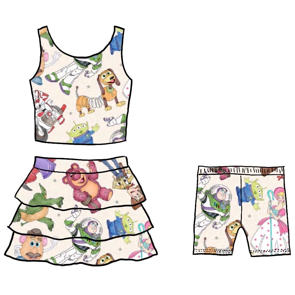 Watercolor Toys Athletic Skirt Set