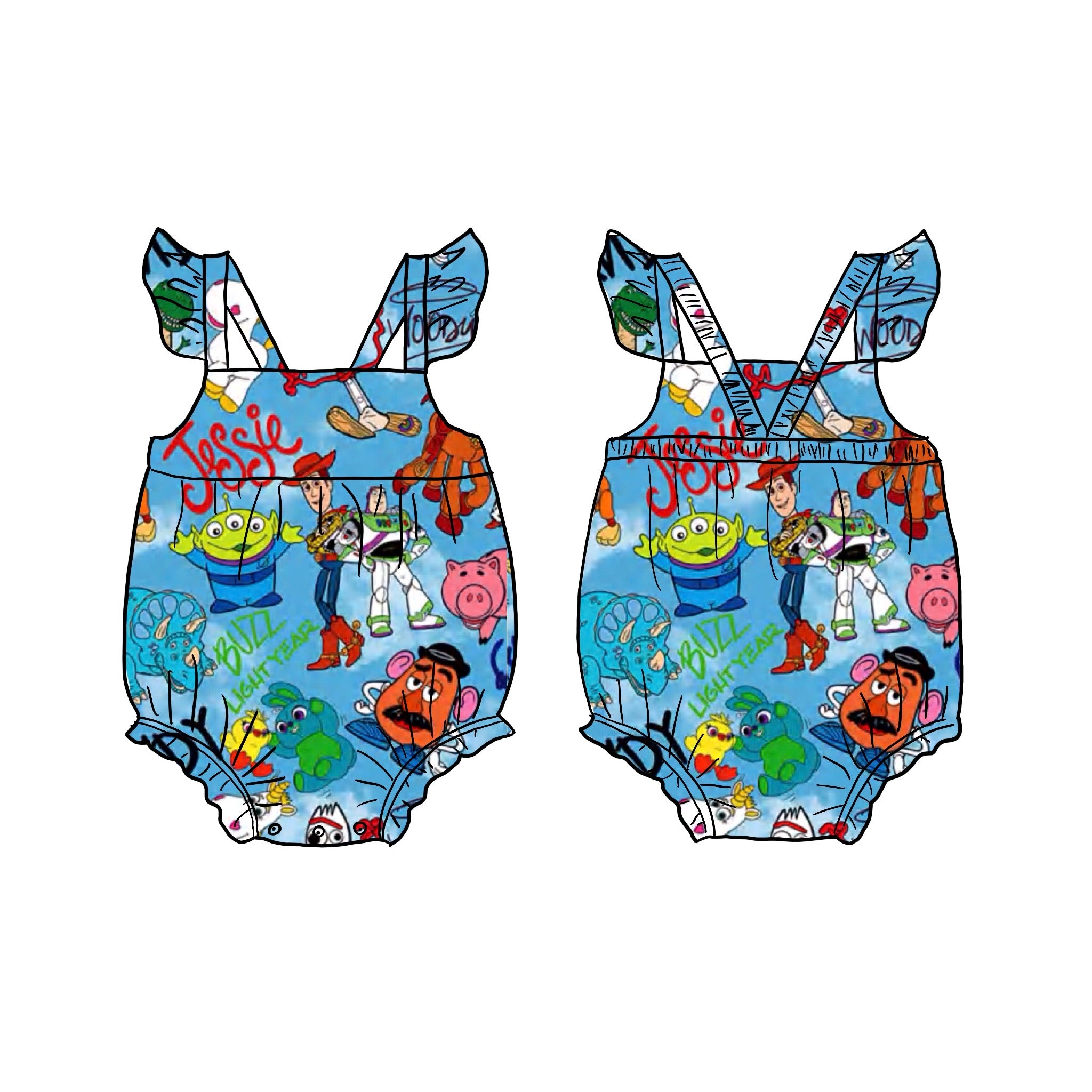 Signature Bamboo Ruffle bubble romper