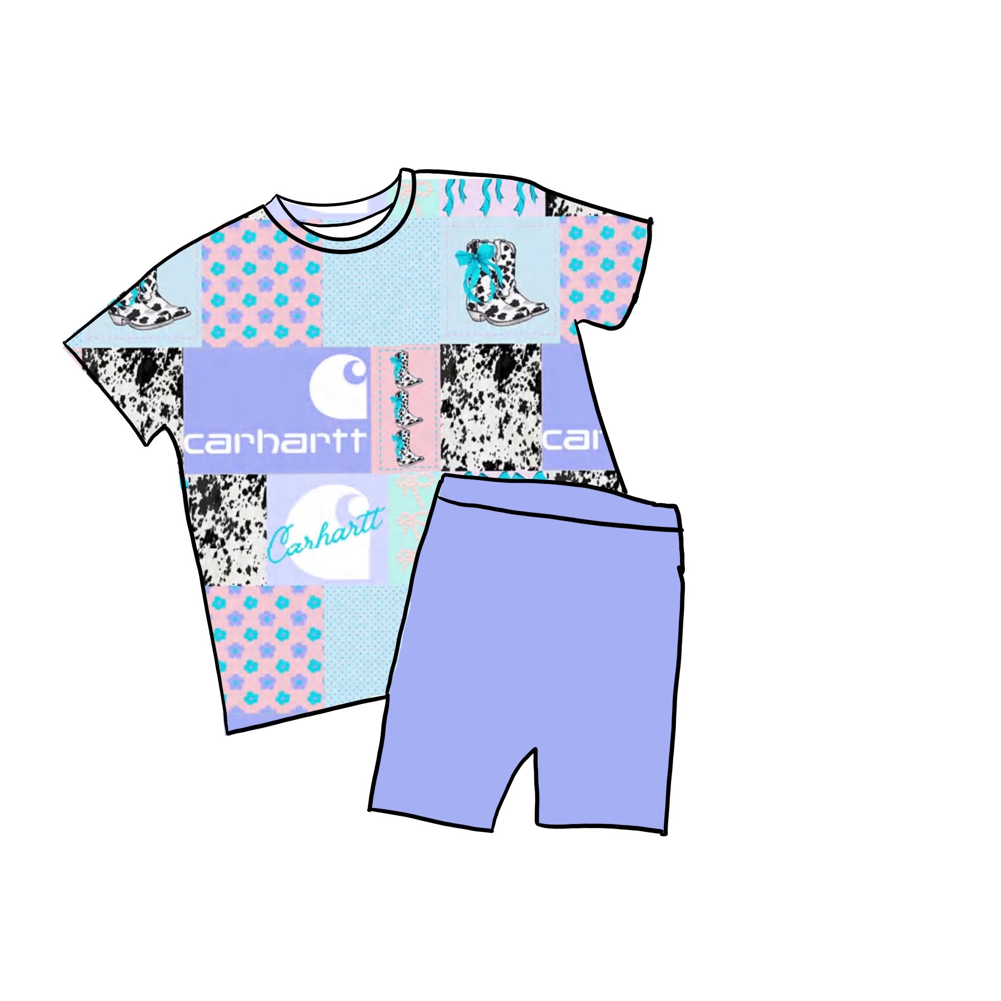 Pastel Cowgirl Oversized Bamboo Biker Set