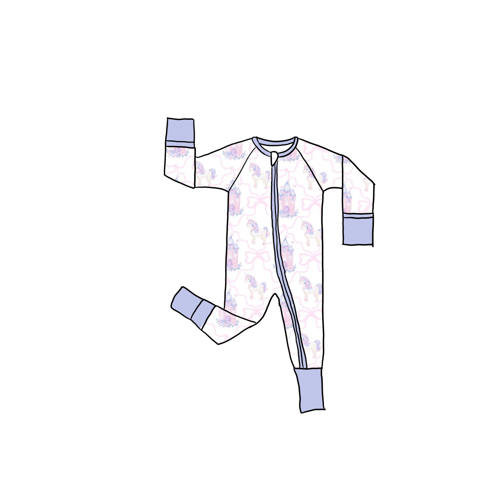 Unicorn Dreams Bamboo Zippie Romper