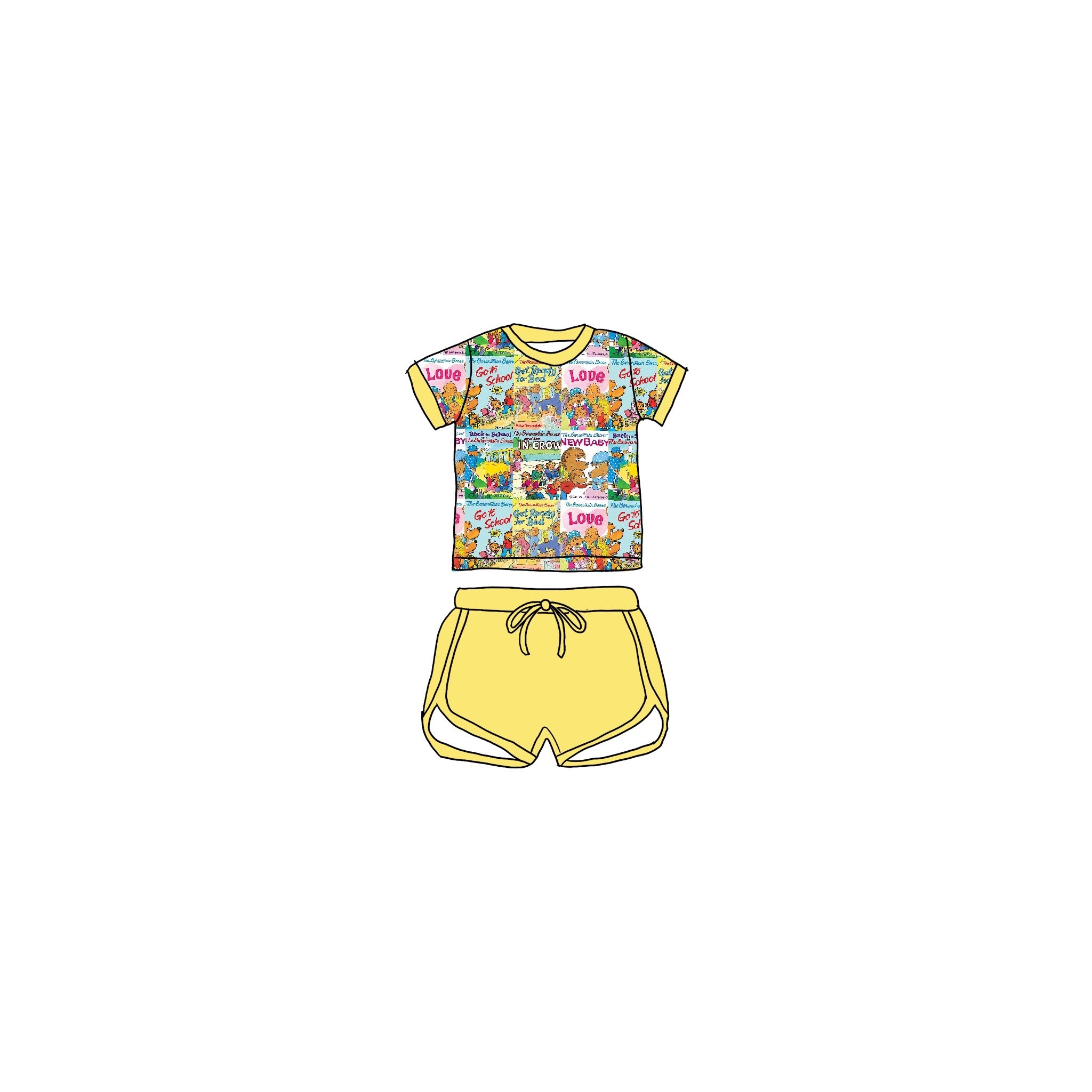 Paws& Polka dots Bamboo Drawstring Short Set