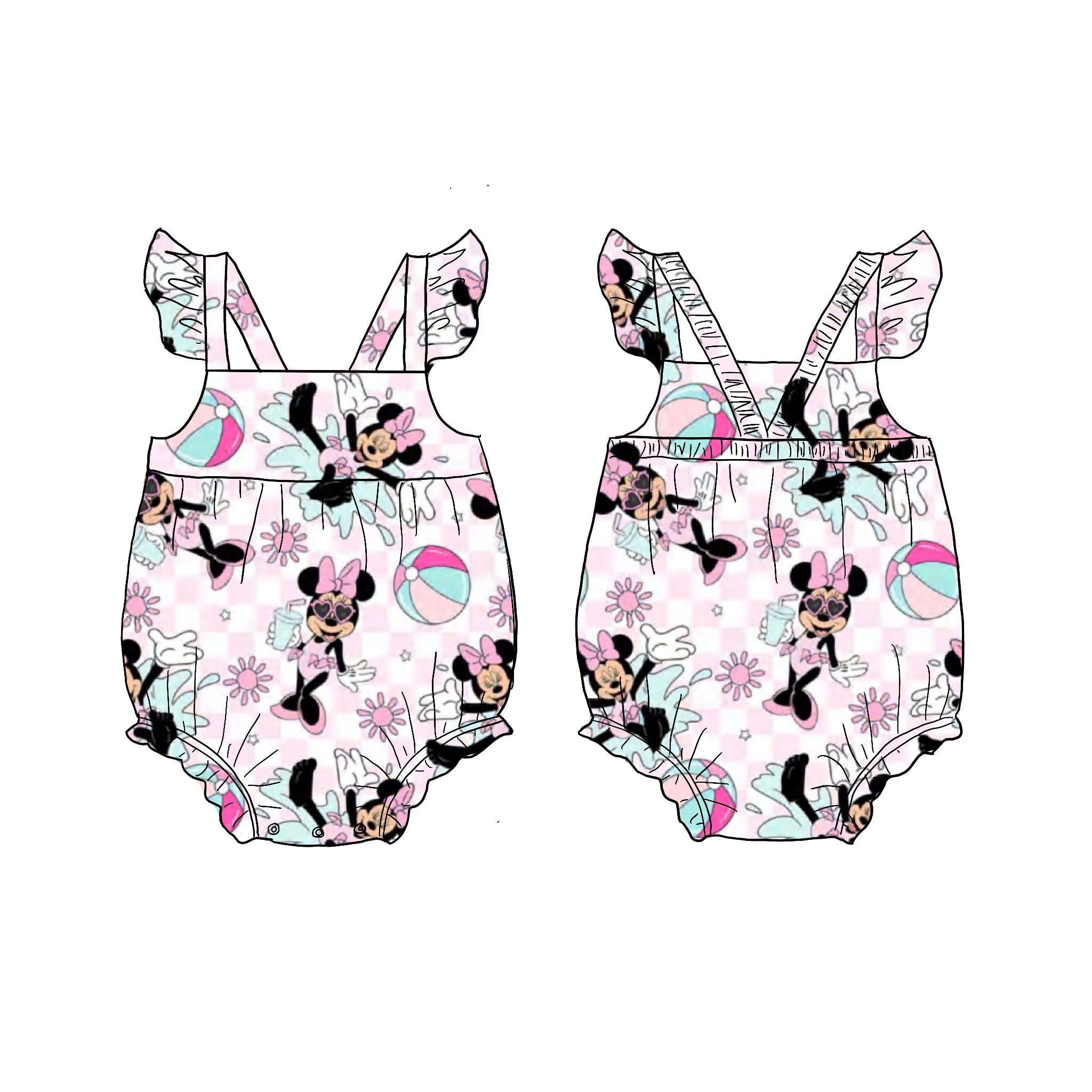 Minnie Summer Bamboo Ruffle bubble romper