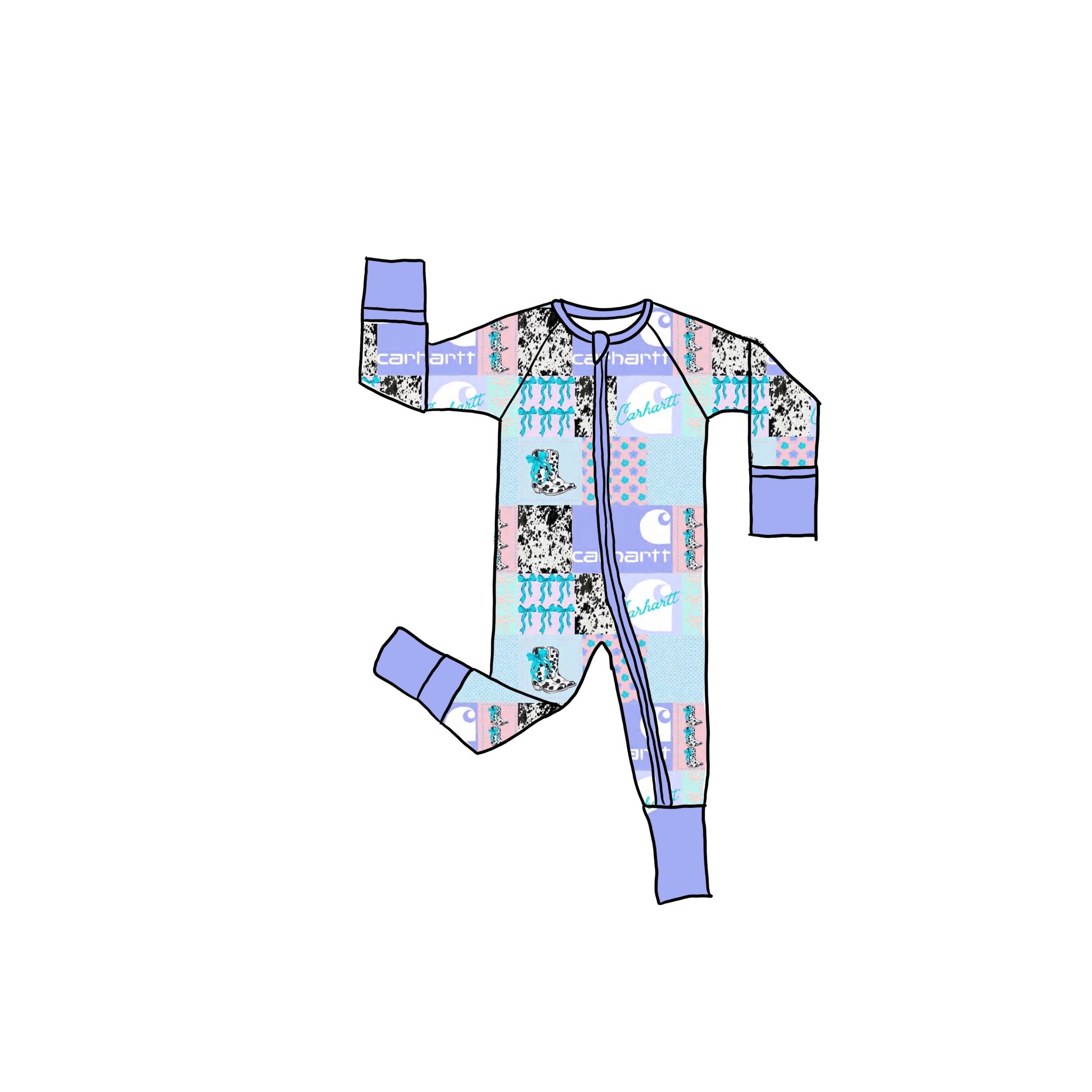 Pastel Cowgirl Bamboo Zippie Romper