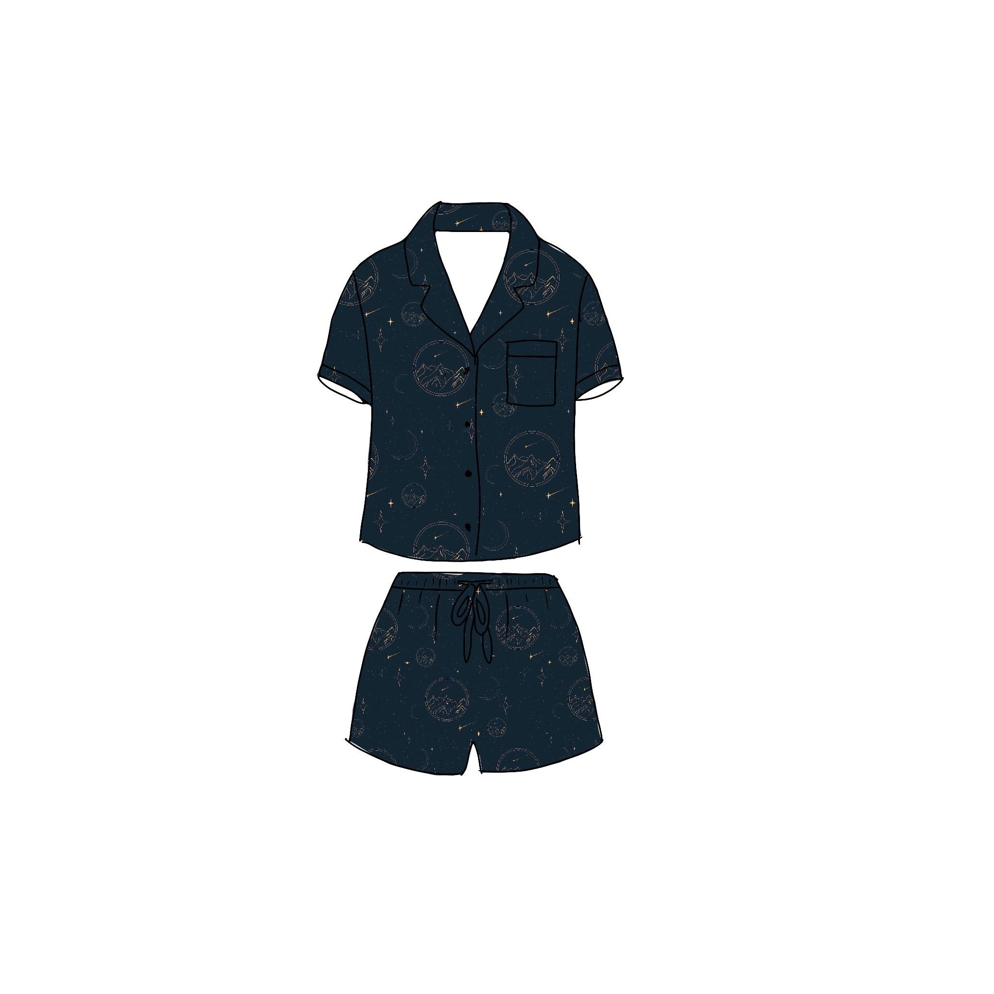 City of Starlight Women’s Button Down and Short set