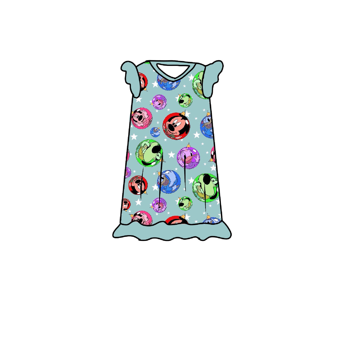 A Hot Dog Holiday Flutter Sleeve Nightgown