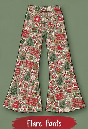 Peppermint Cocoa Adult bamboo Flare Pants and Shirt Set