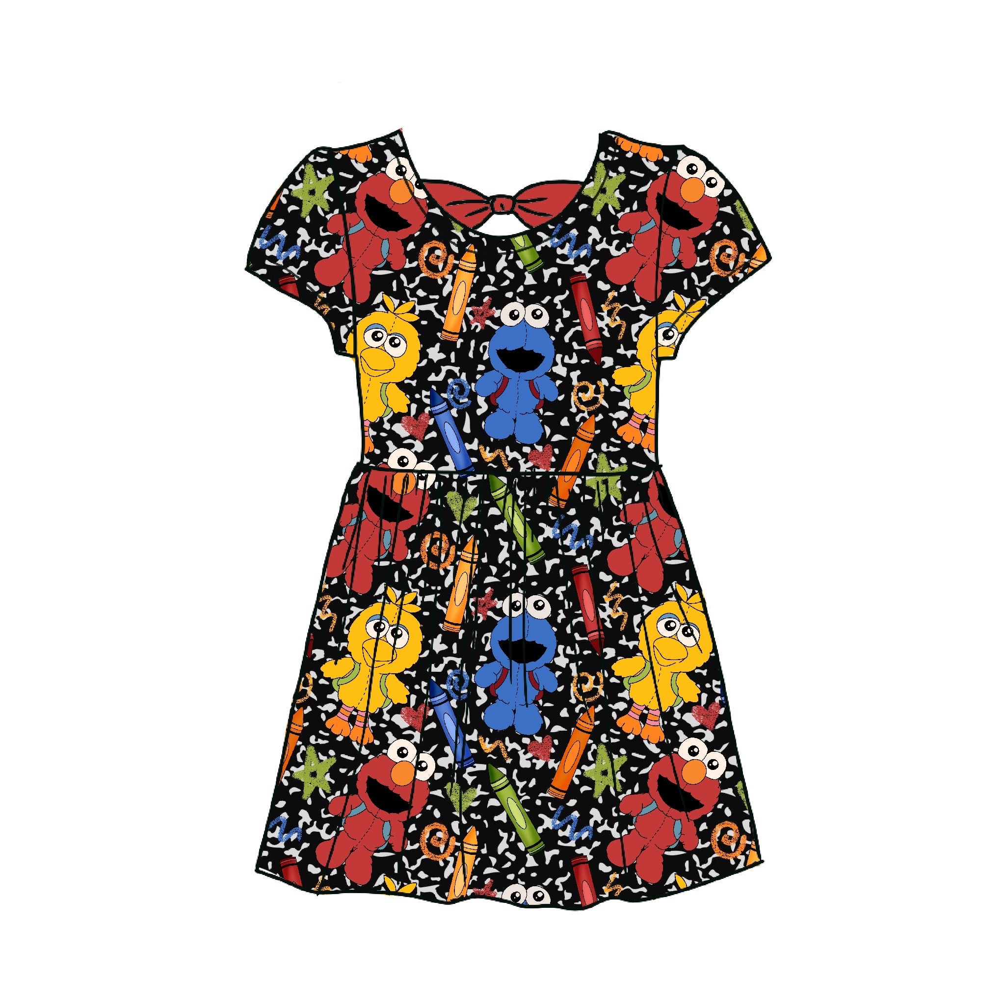 E is for Elmo Bamboo Dress with Bow