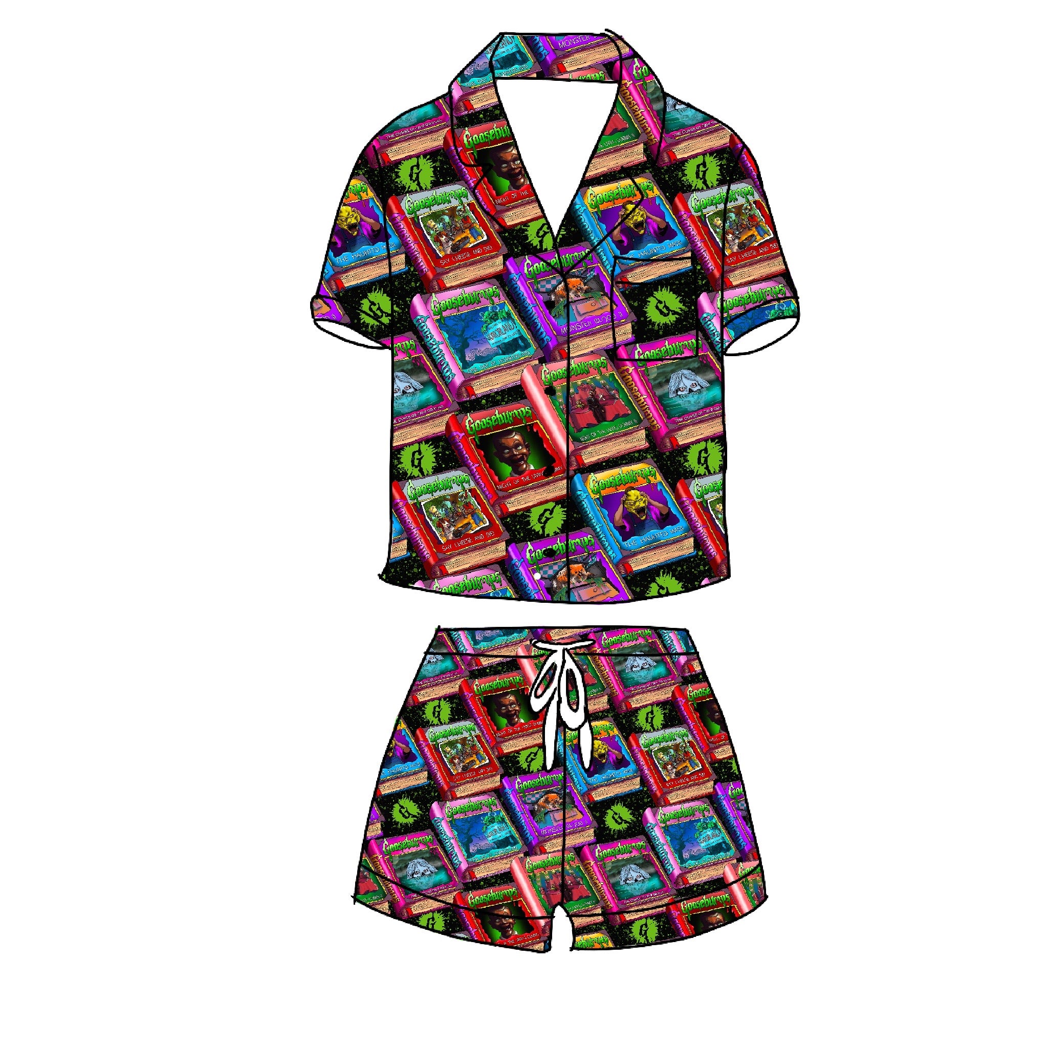 Goosebumps Women’s Button Down and Short set