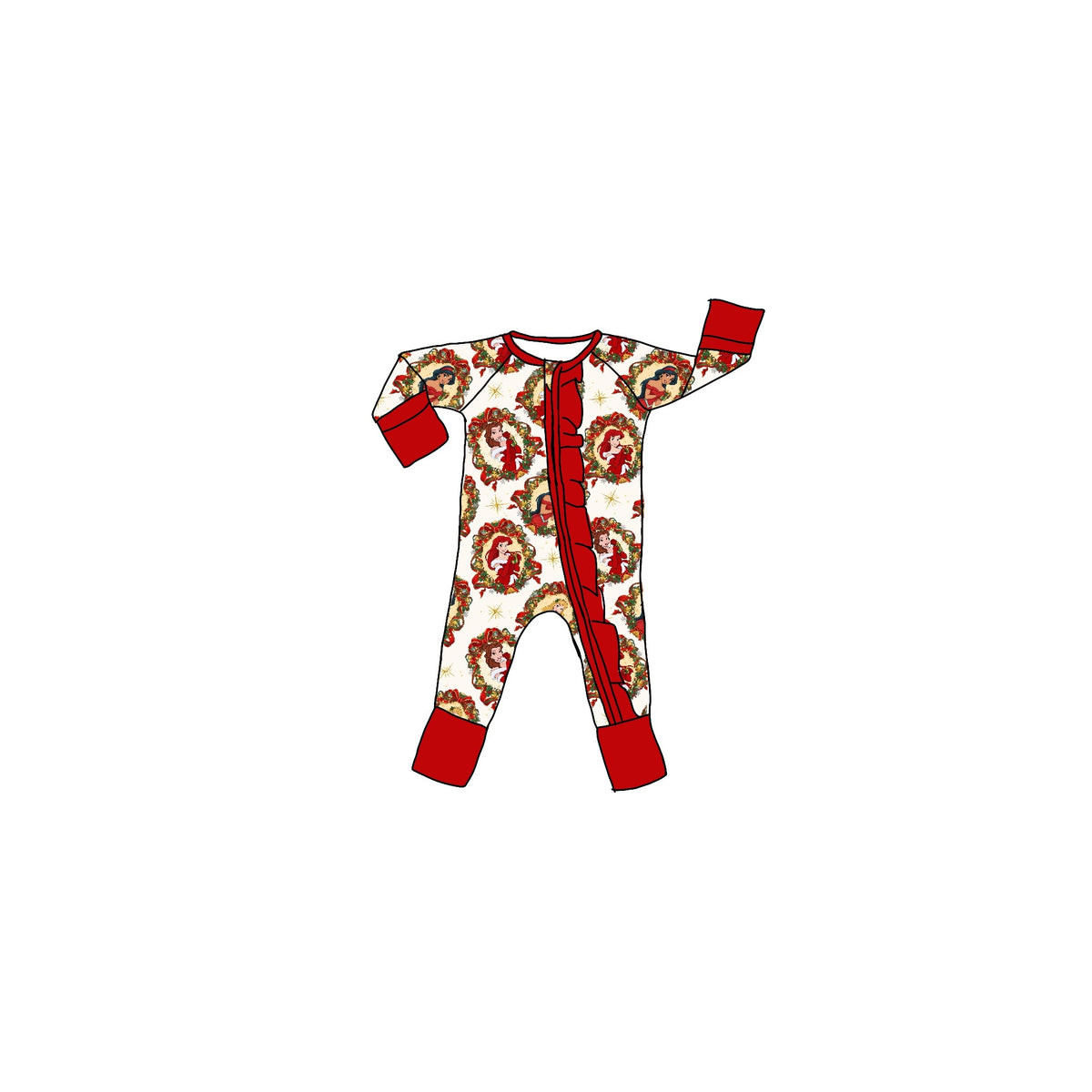 Royal Holidays Bamboo Ruffle Zippie Romper