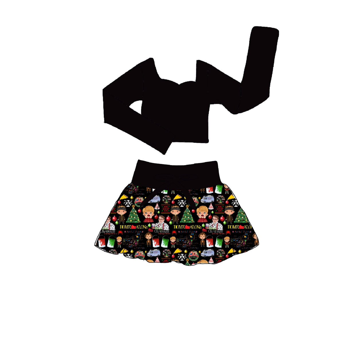Made My Family Disappear Long Sleeve Athletic Skirt Set