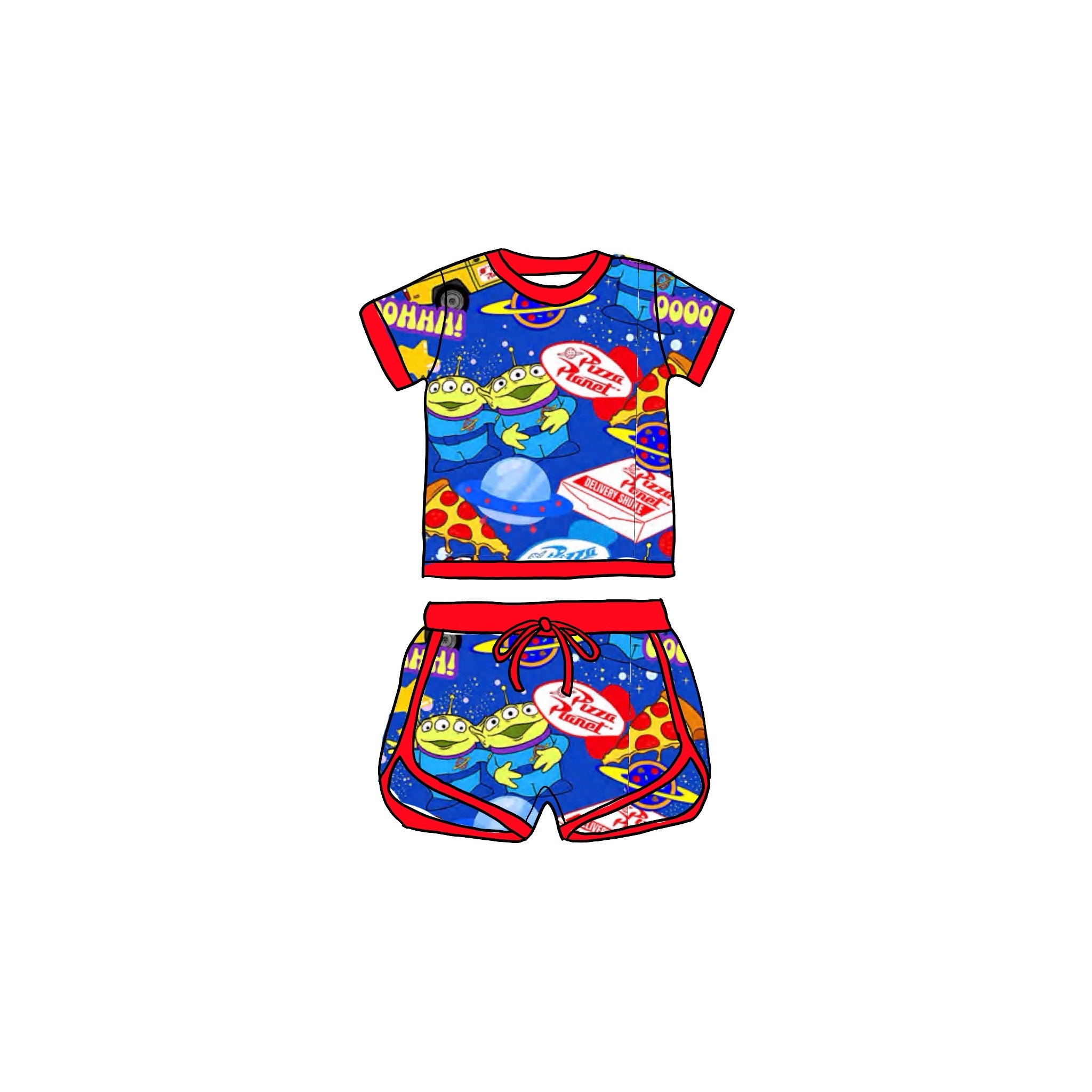 Pizza Planet Bamboo Drawstring Short Set