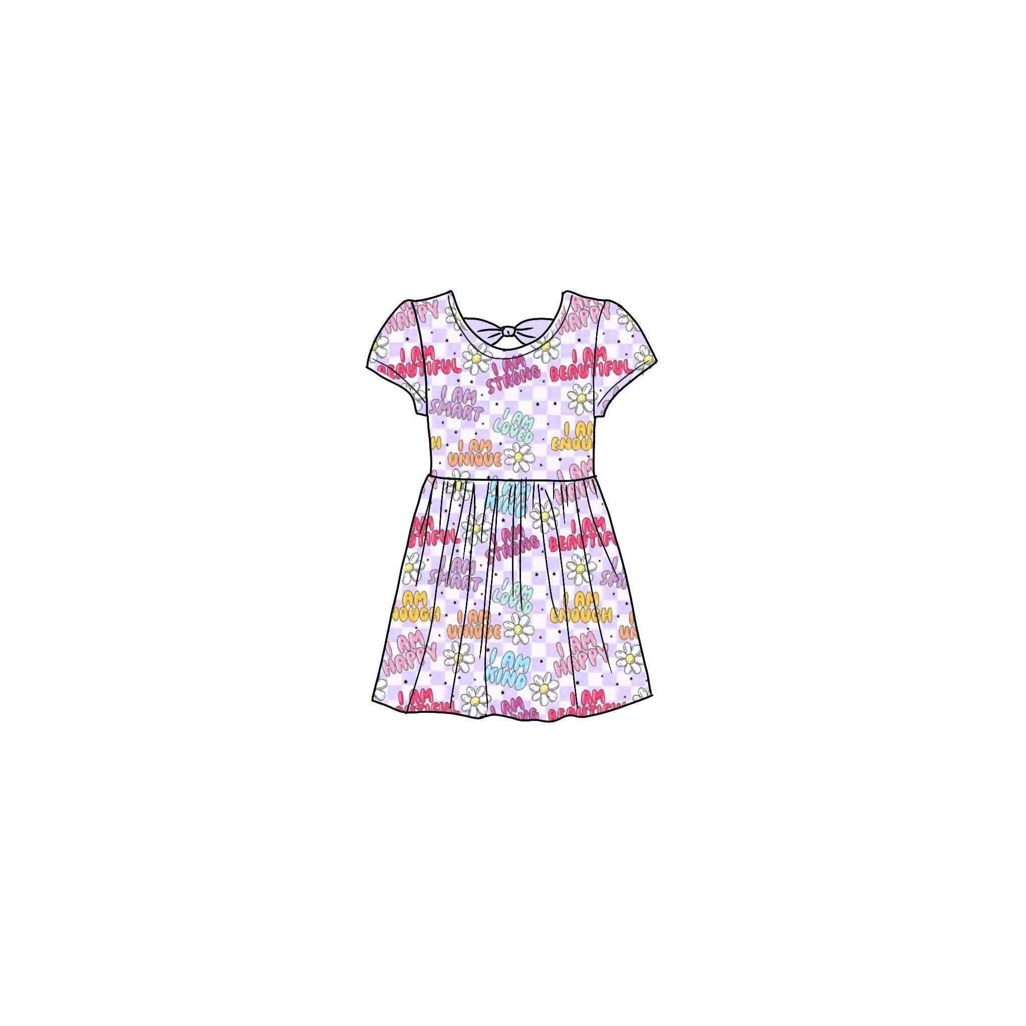 Unique Flower Bamboo Dress with Bow